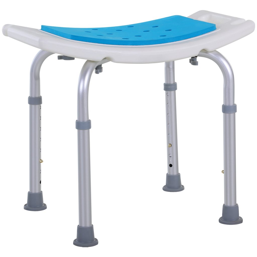 Ghế vòi hoa sen có thể điều chỉnh với ghế cong, 6 Cài đặt chiều cao & Non-Slip Foot