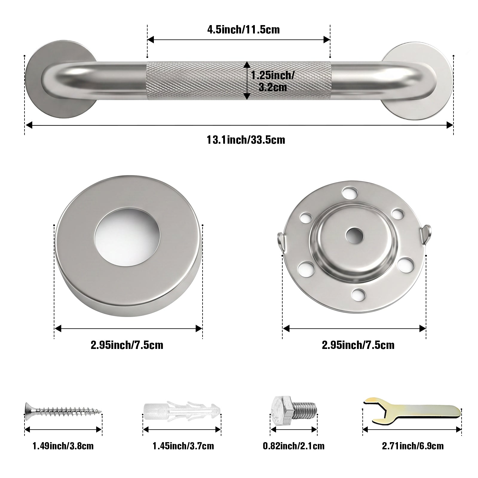 IJDD Phòng tắm an toàn vòi sen Grab Bars, ADA-Compliant, FS01-125-BN - Ảnh 13