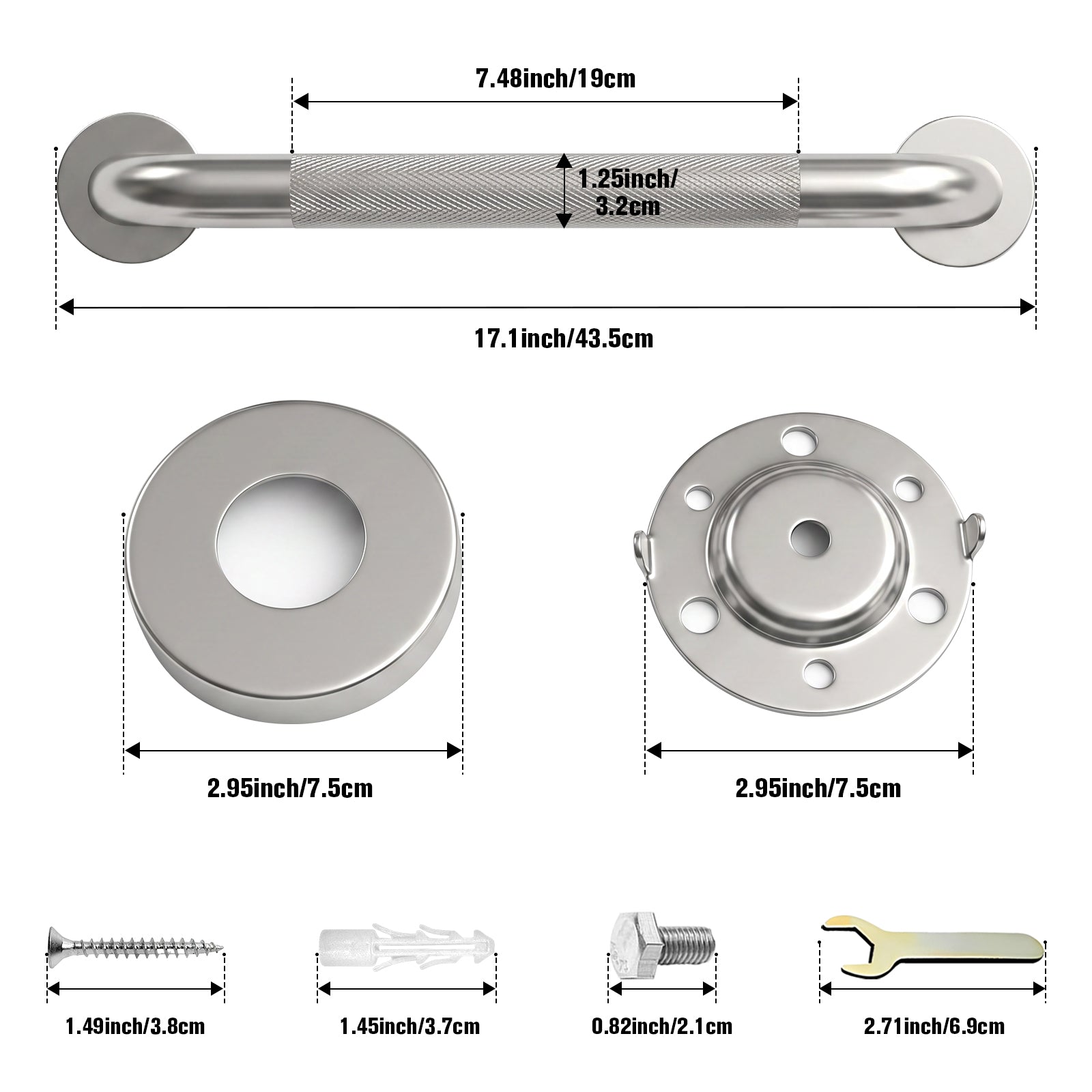IJDD Phòng tắm an toàn vòi sen Grab Bars, ADA-Compliant, FS01-125-BN - Ảnh 14