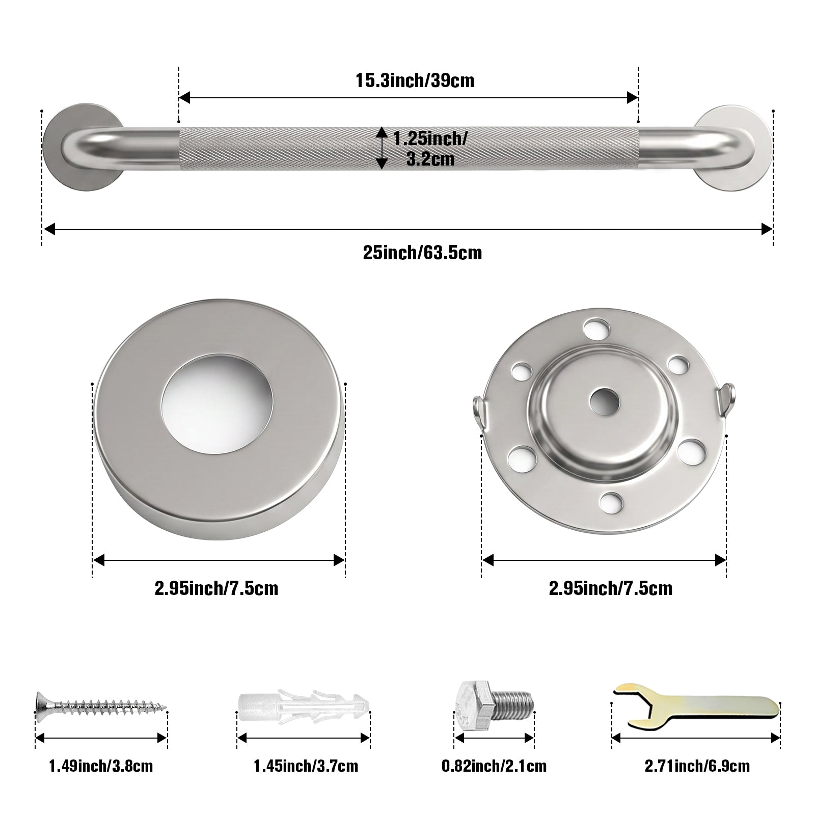 IJDD Phòng tắm an toàn vòi sen Grab Bars, ADA-Compliant, FS01-125-BN - Ảnh 16