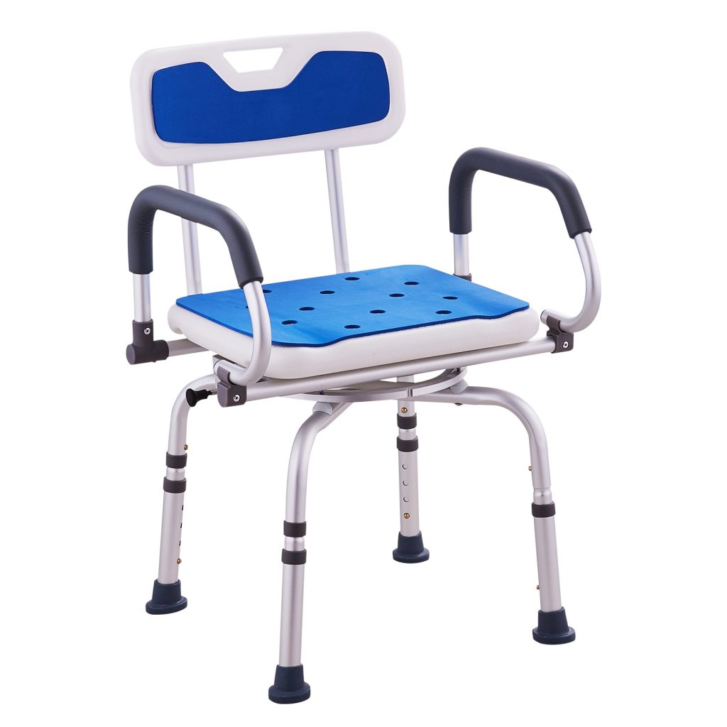 360 xoay điều chỉnh ghế tắm với Pivoting Armrests