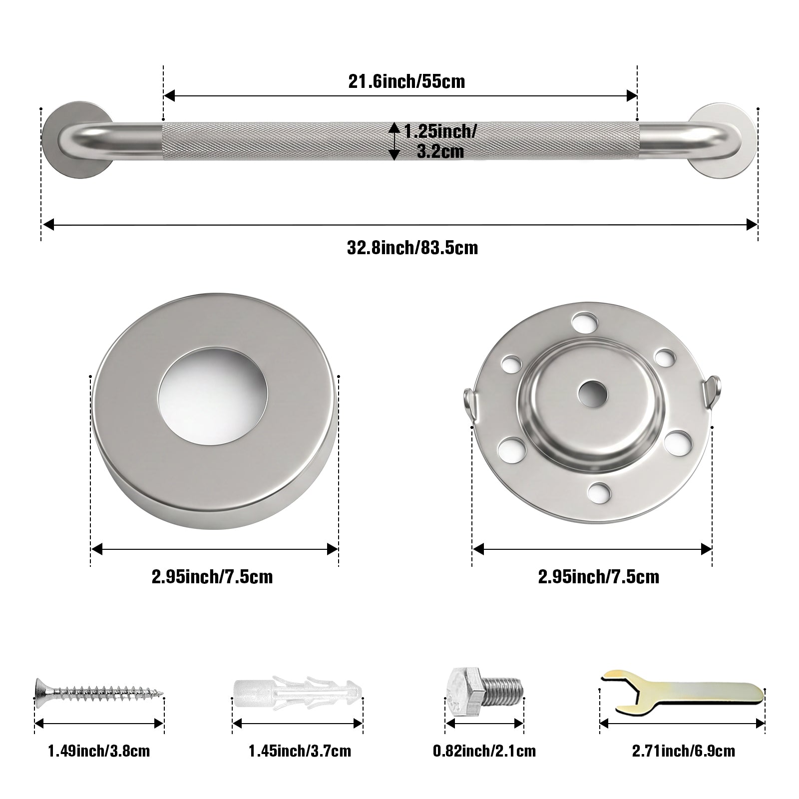 IJDD Phòng tắm an toàn vòi sen Grab Bars, ADA-Compliant, FS01-125-BN - Ảnh 17