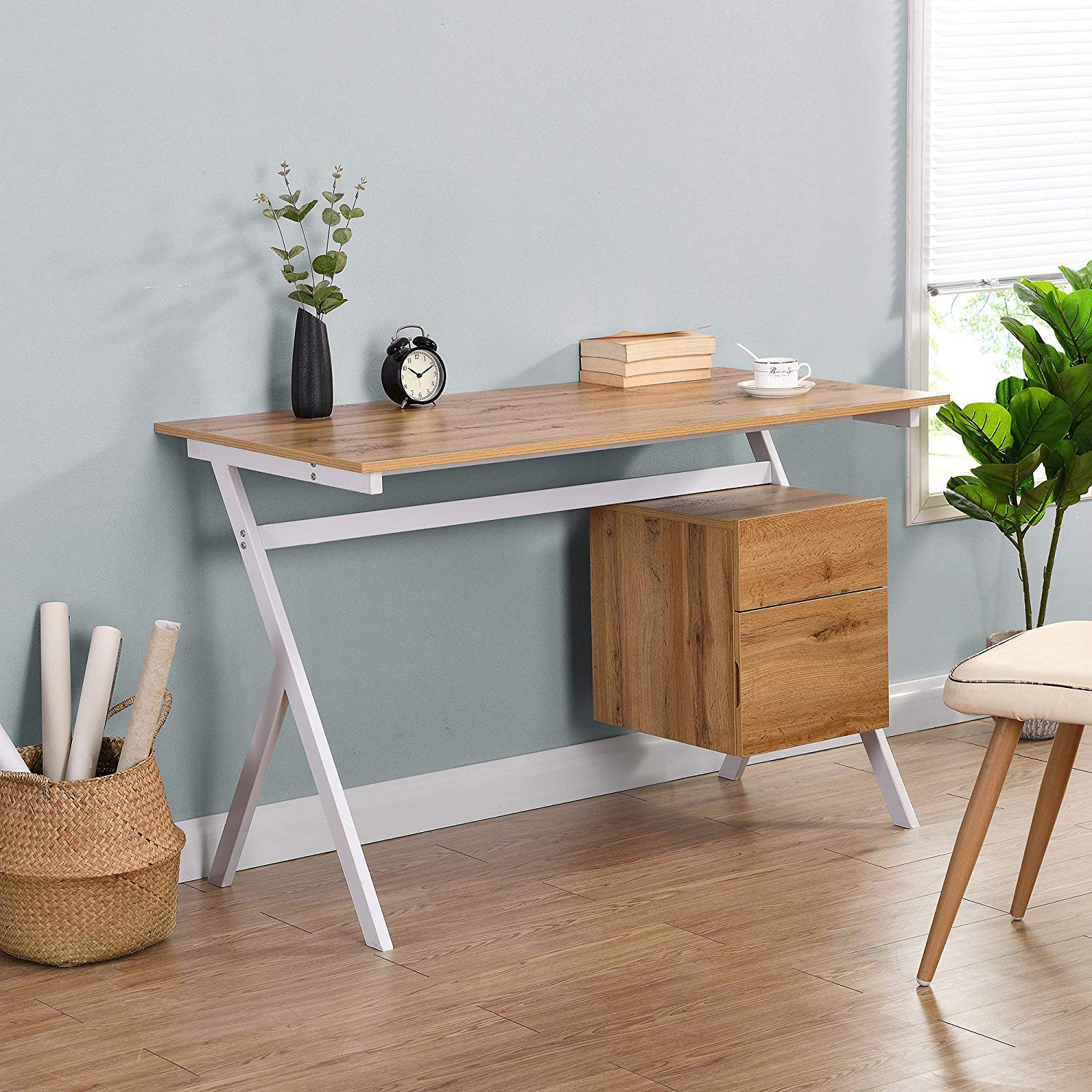 Bàn văn phòng Sion Oak với ngăn kéo và tủ