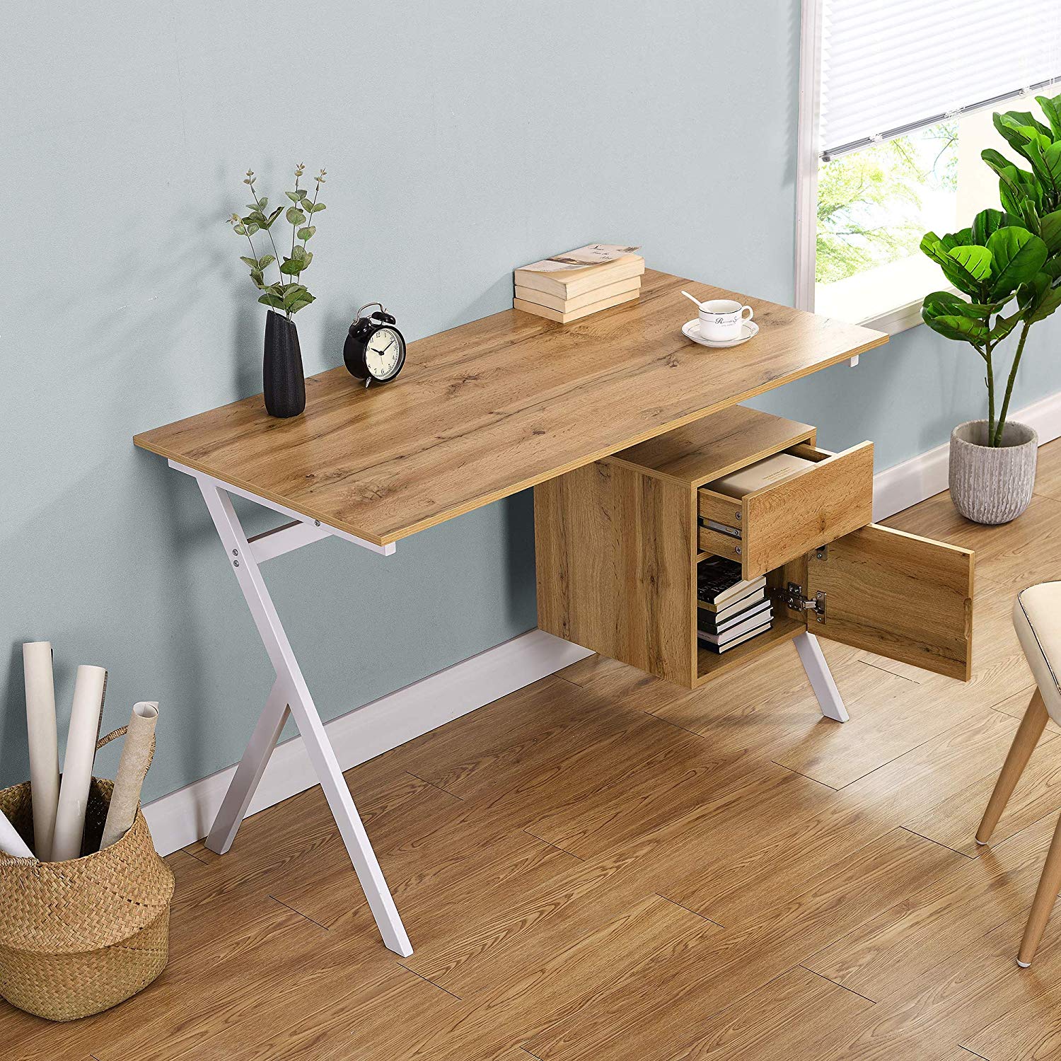Bàn văn phòng Sion Oak với ngăn kéo và tủ - Ảnh 2