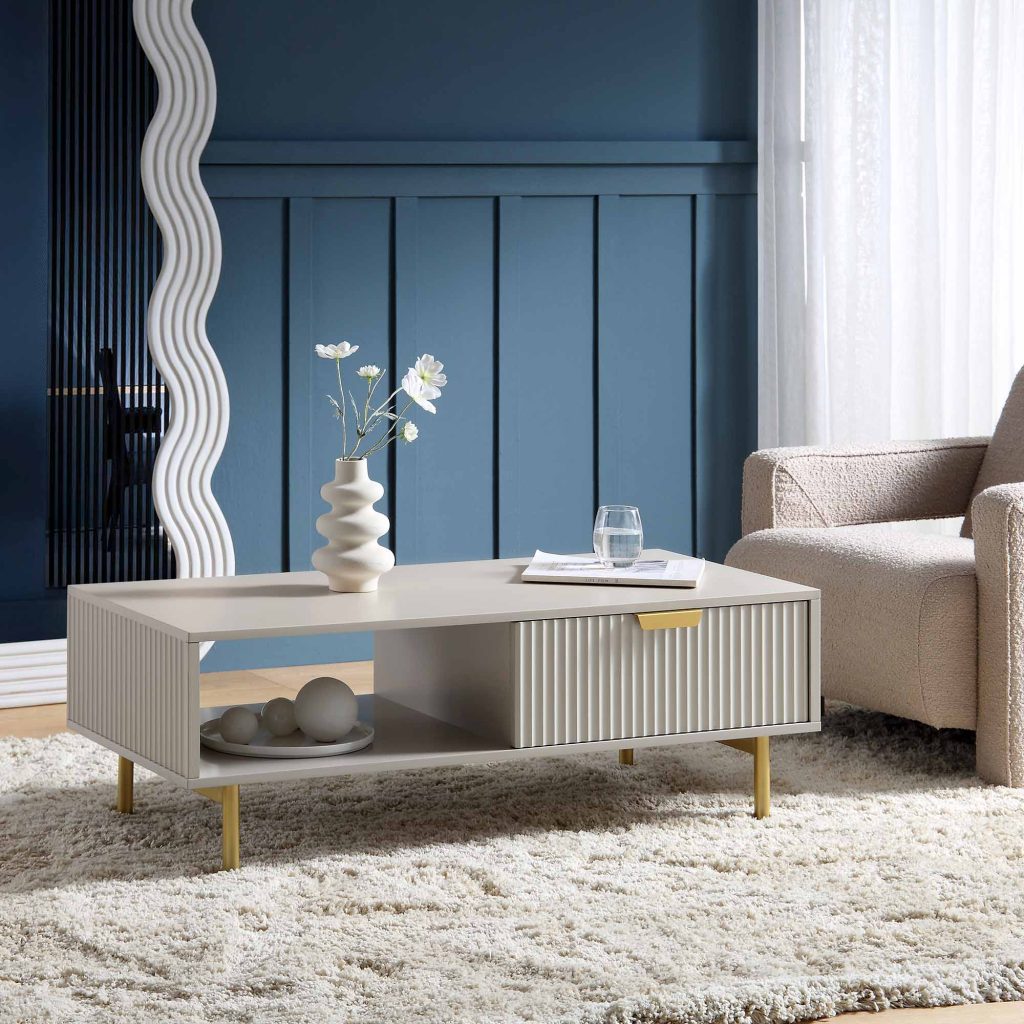 Bàn cà phê Richmond Ridged với ngăn kéo, Matte Taupe