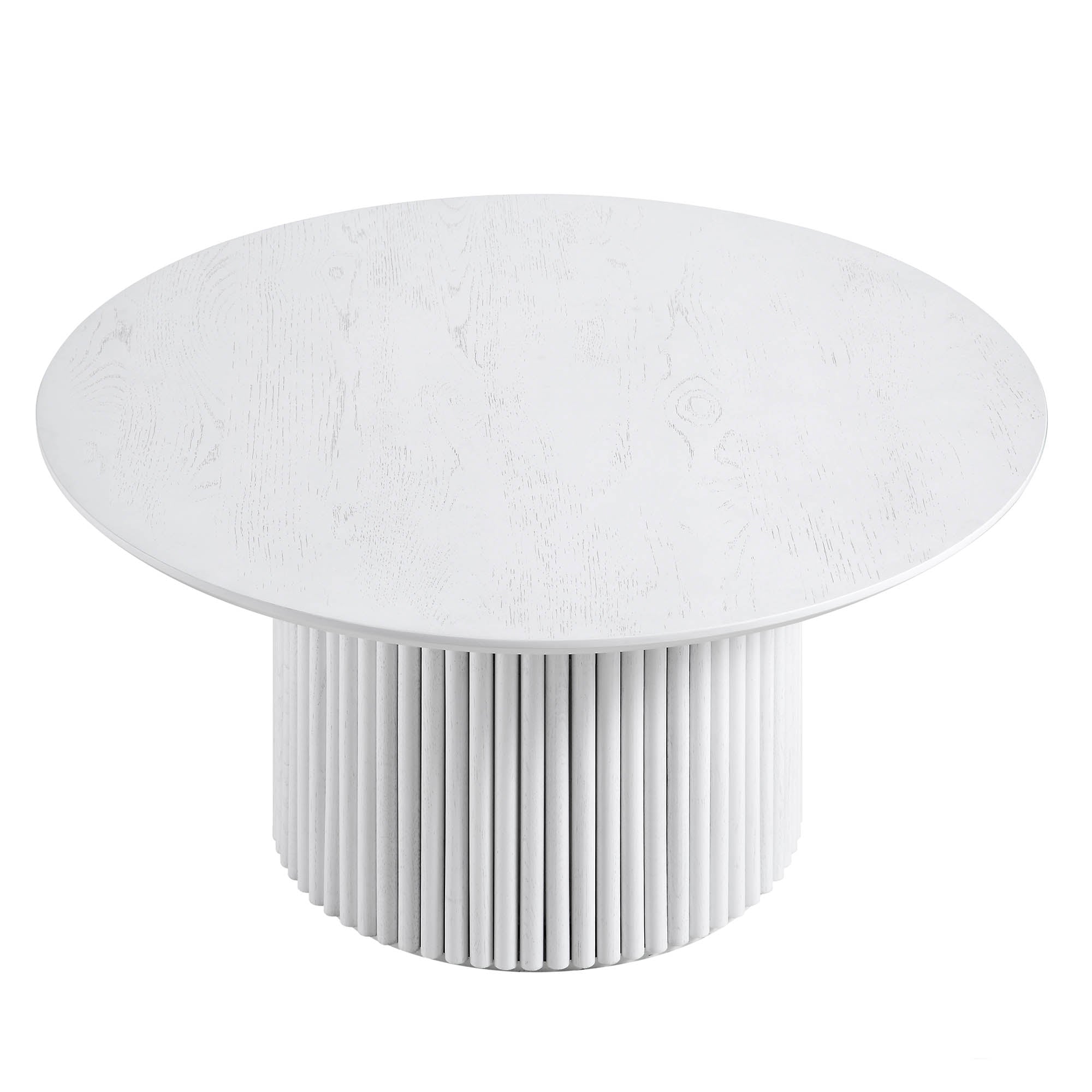 Maru Round Oak Pedestal bàn cà phê, rửa trắng - Ảnh 4