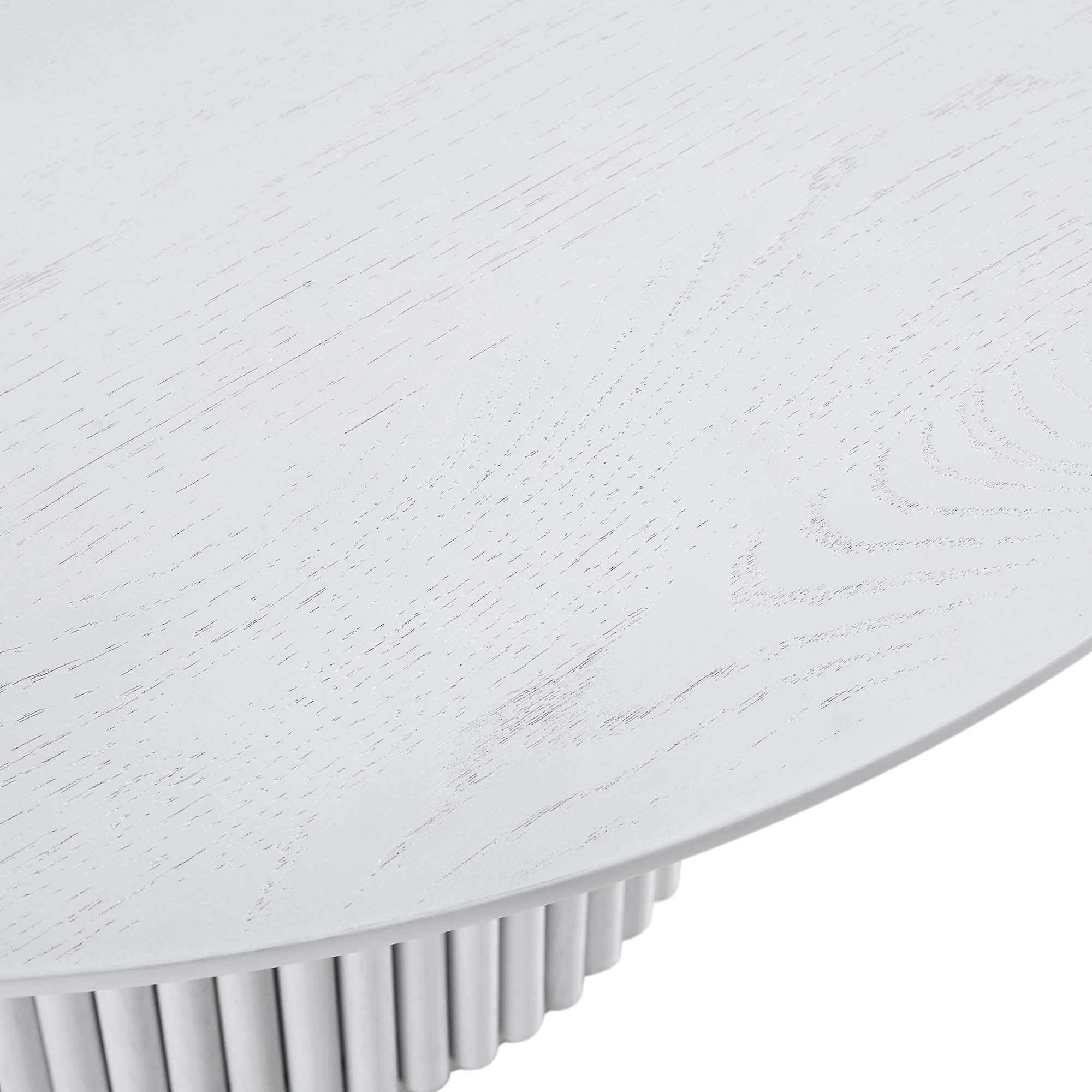 Maru Round Oak Pedestal bàn cà phê, rửa trắng - Ảnh 9