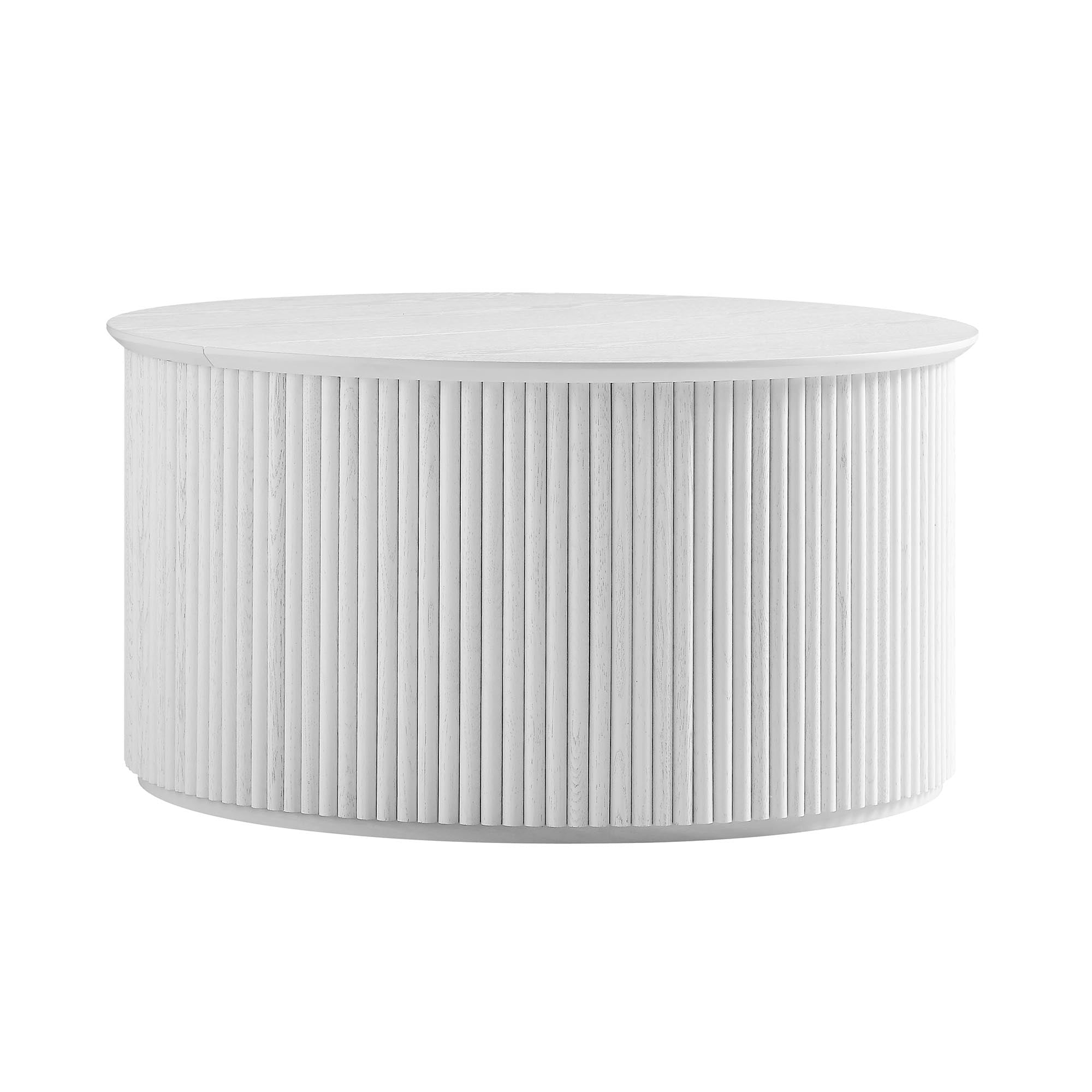 Bàn cà phê tròn Maru Oak với lưu trữ, rửa trắng - Ảnh 5