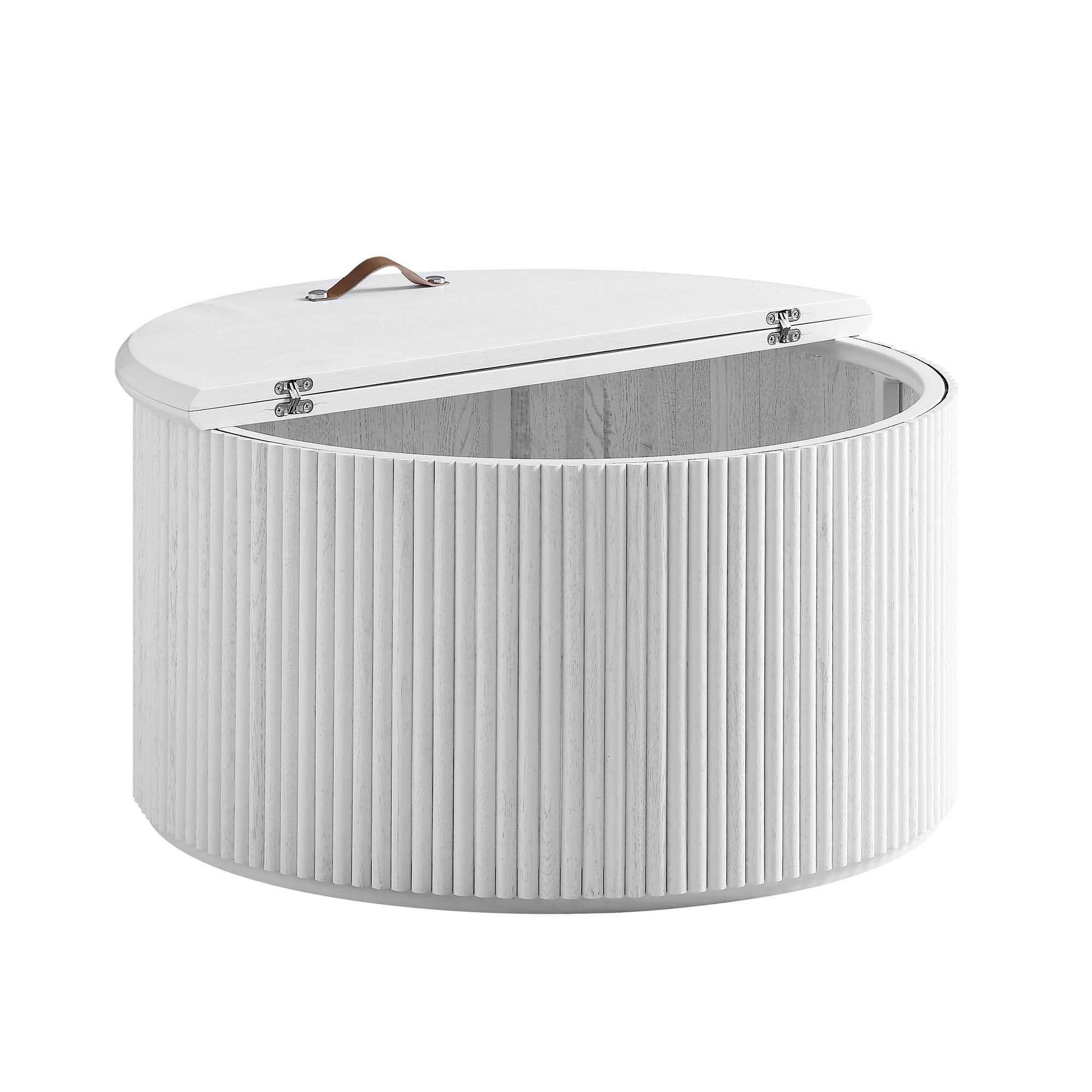 Bàn cà phê tròn Maru Oak với lưu trữ, rửa trắng - Ảnh 8