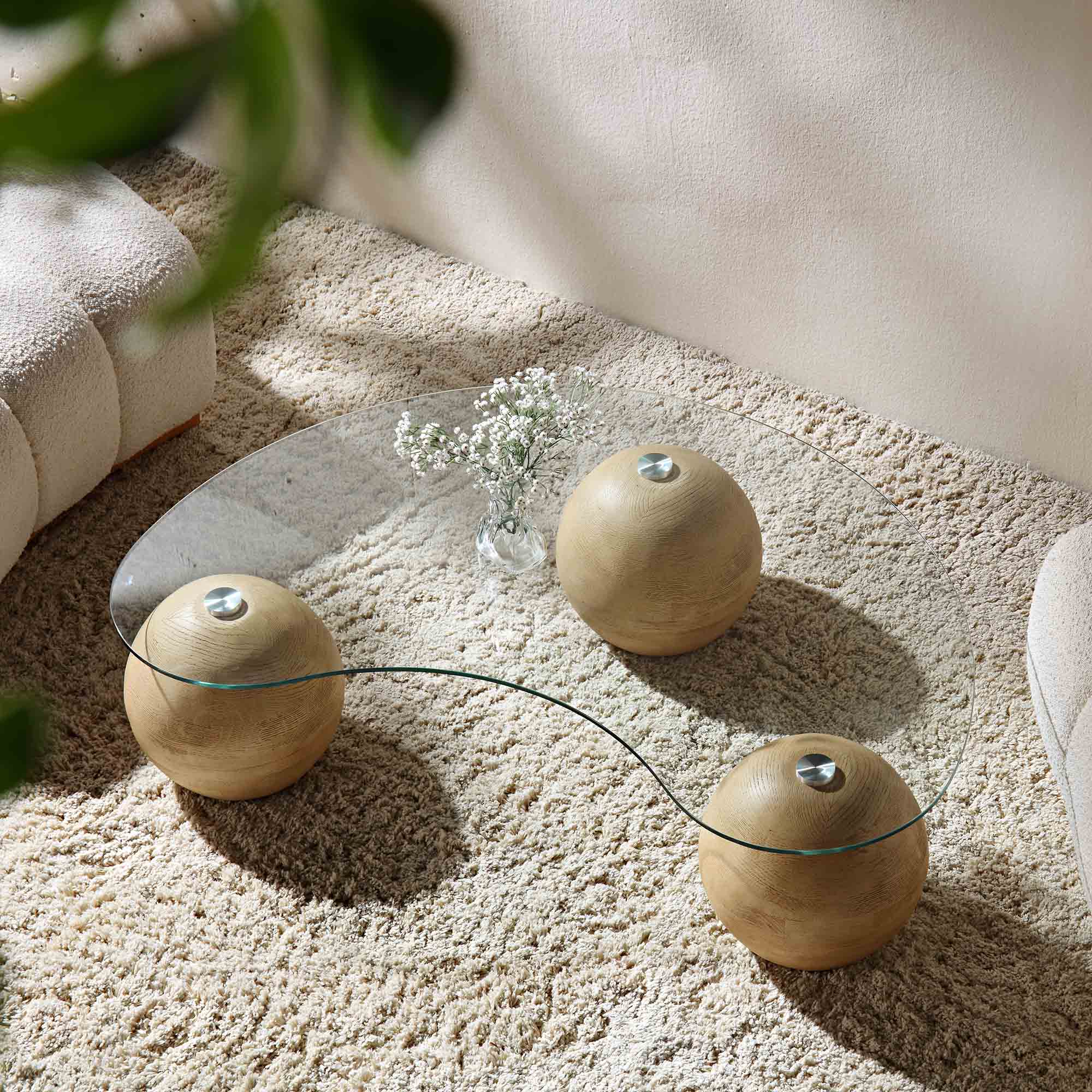 Bàn cà phê bằng kính cong Sveti, tự nhiên - Ảnh 2