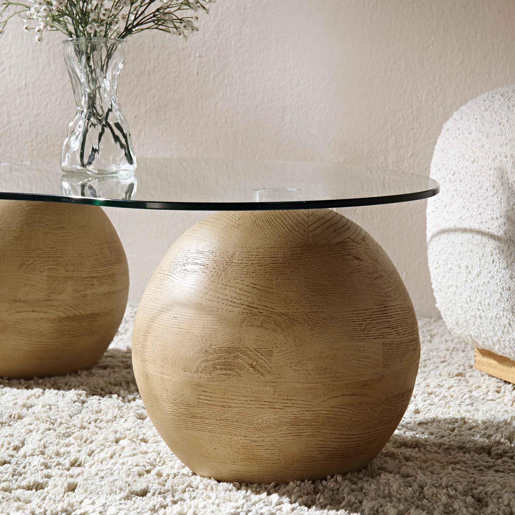 Bàn cà phê bằng kính cong Sveti, tự nhiên - Ảnh 3
