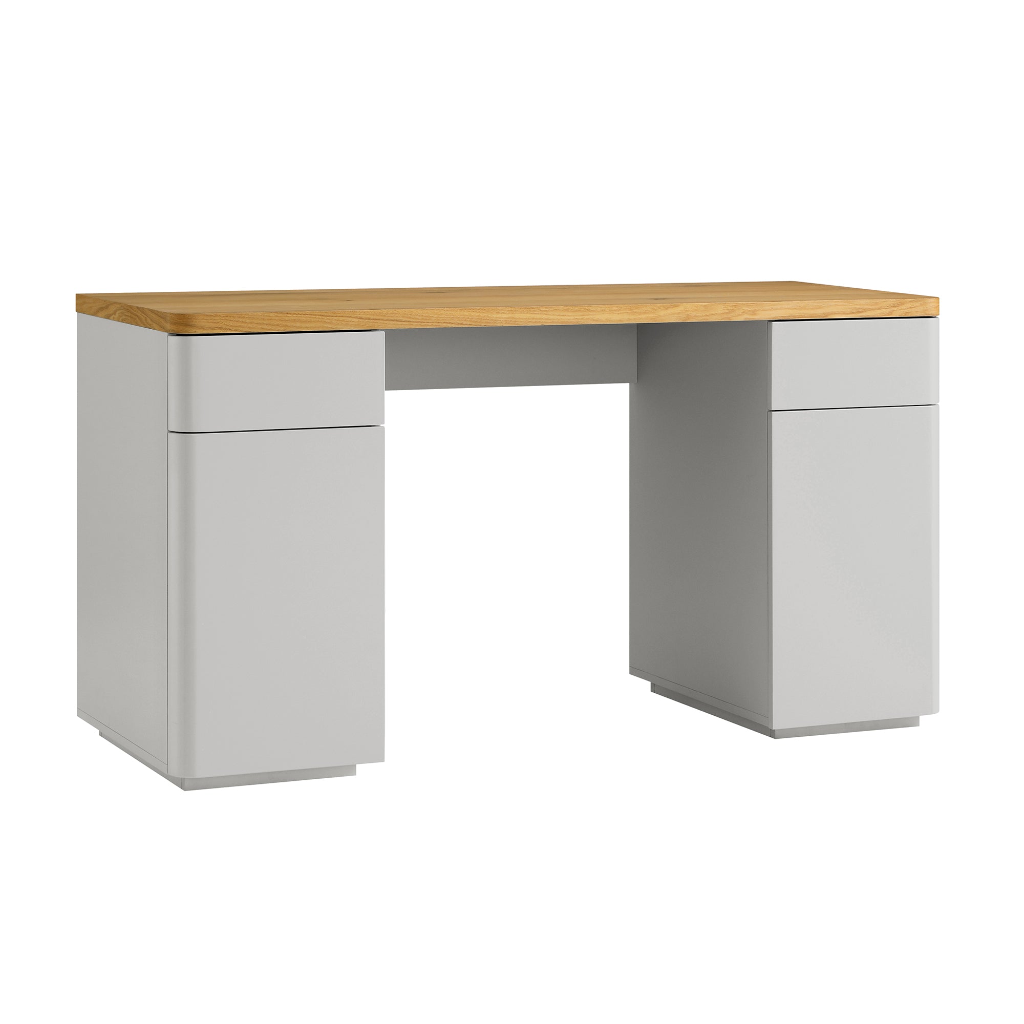Bàn cạnh Agnes cong với lưu trữ, Dove Gray với Oak Top - Ảnh 6
