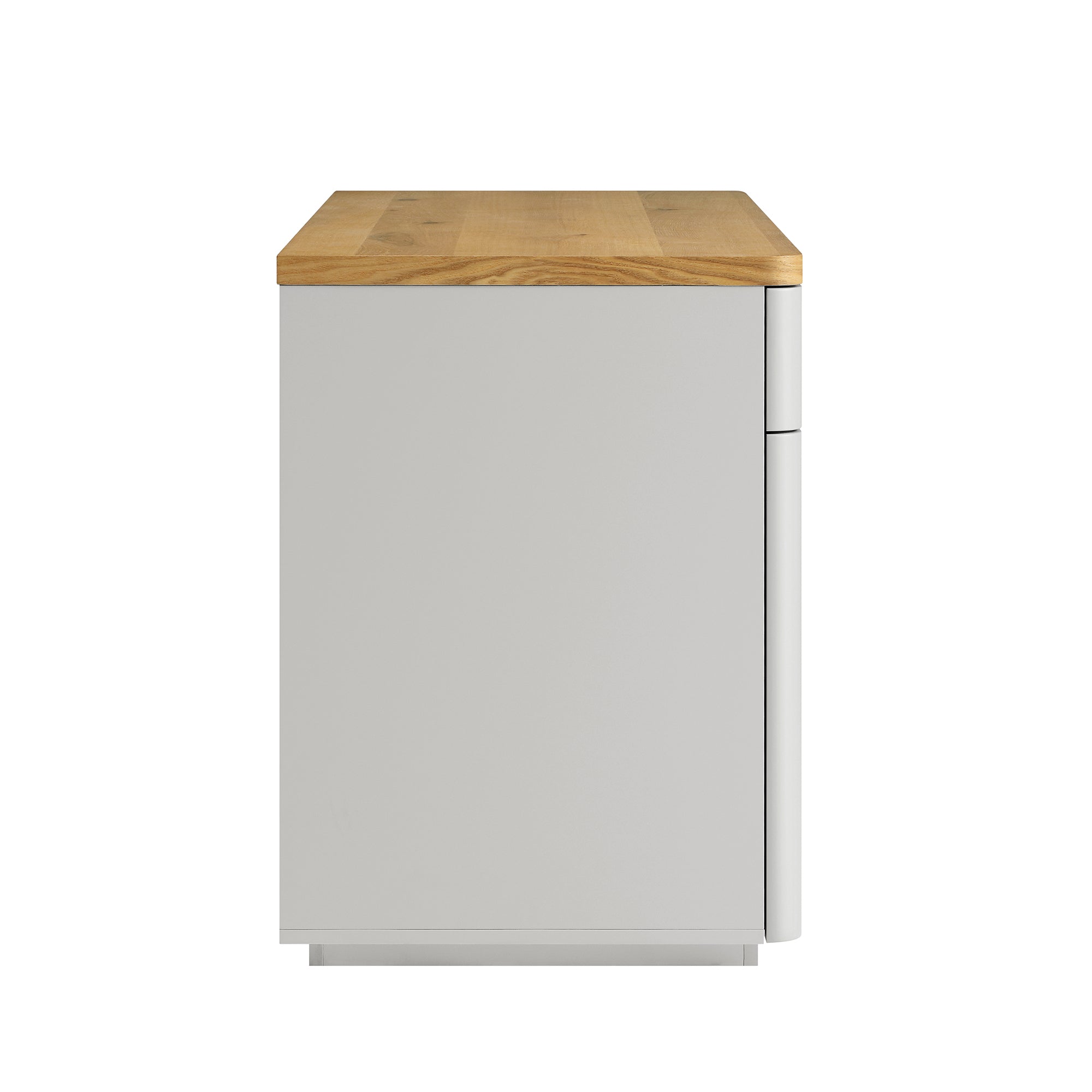 Bàn cạnh Agnes cong với lưu trữ, Dove Gray với Oak Top - Ảnh 11