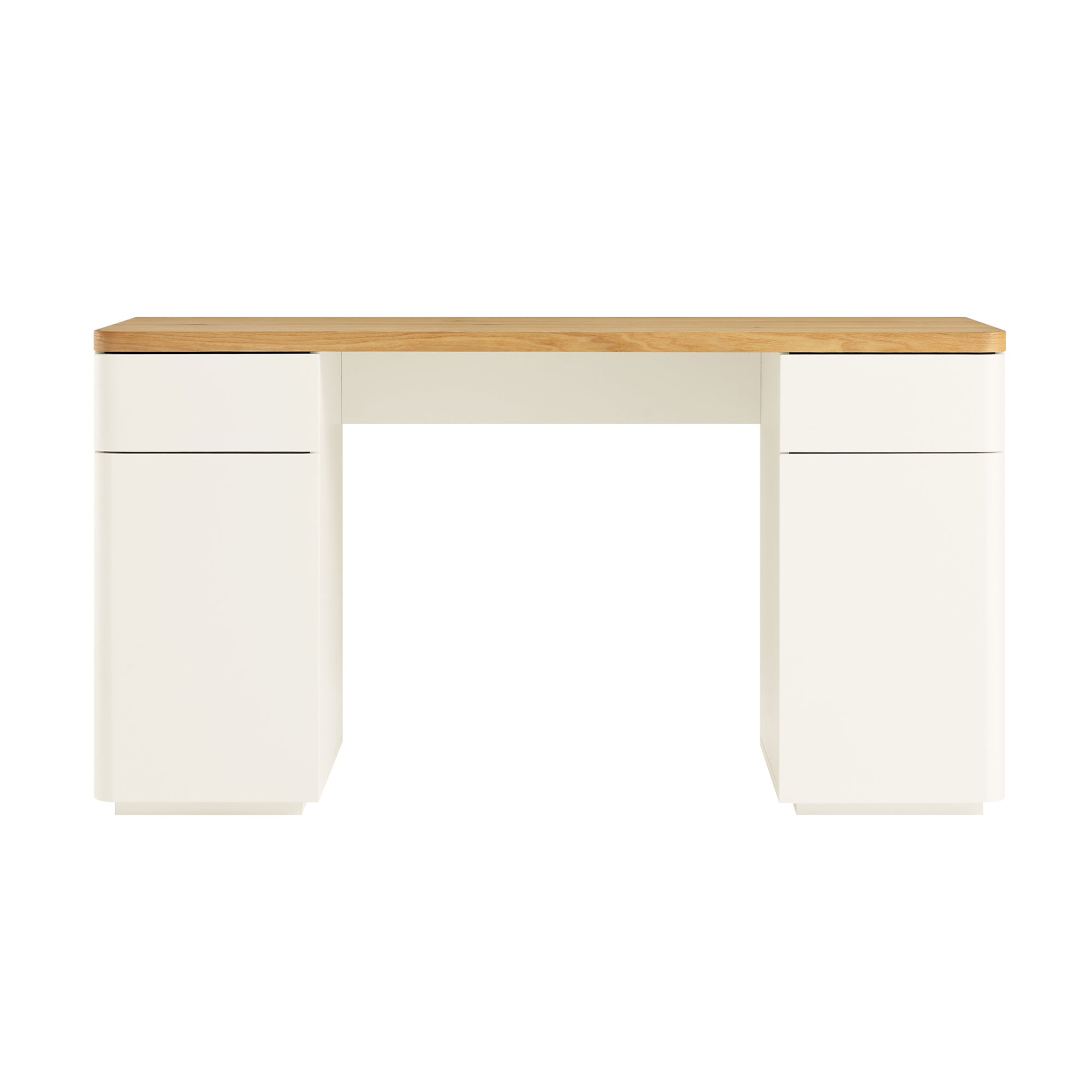 Bàn cạnh Agnes cong với lưu trữ, Off White với Oak Top - Ảnh 5