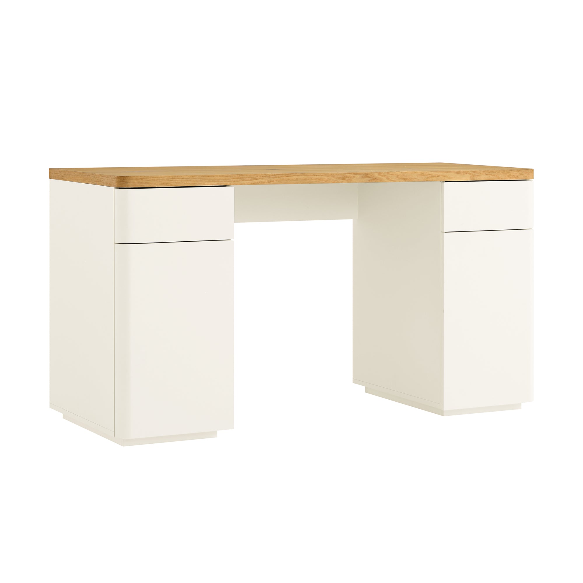 Bàn cạnh Agnes cong với lưu trữ, Off White với Oak Top - Ảnh 6