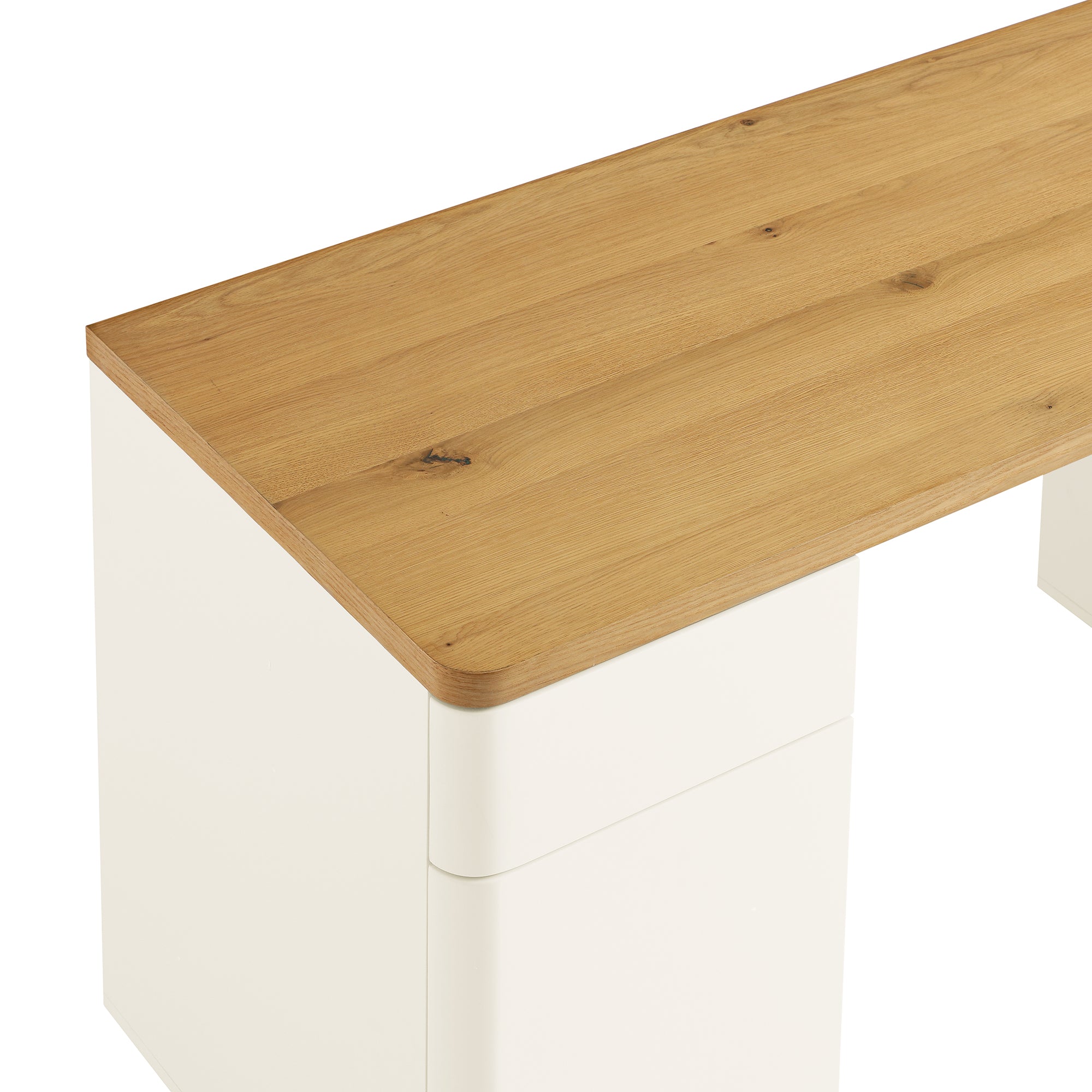 Bàn cạnh Agnes cong với lưu trữ, Off White với Oak Top - Ảnh 12