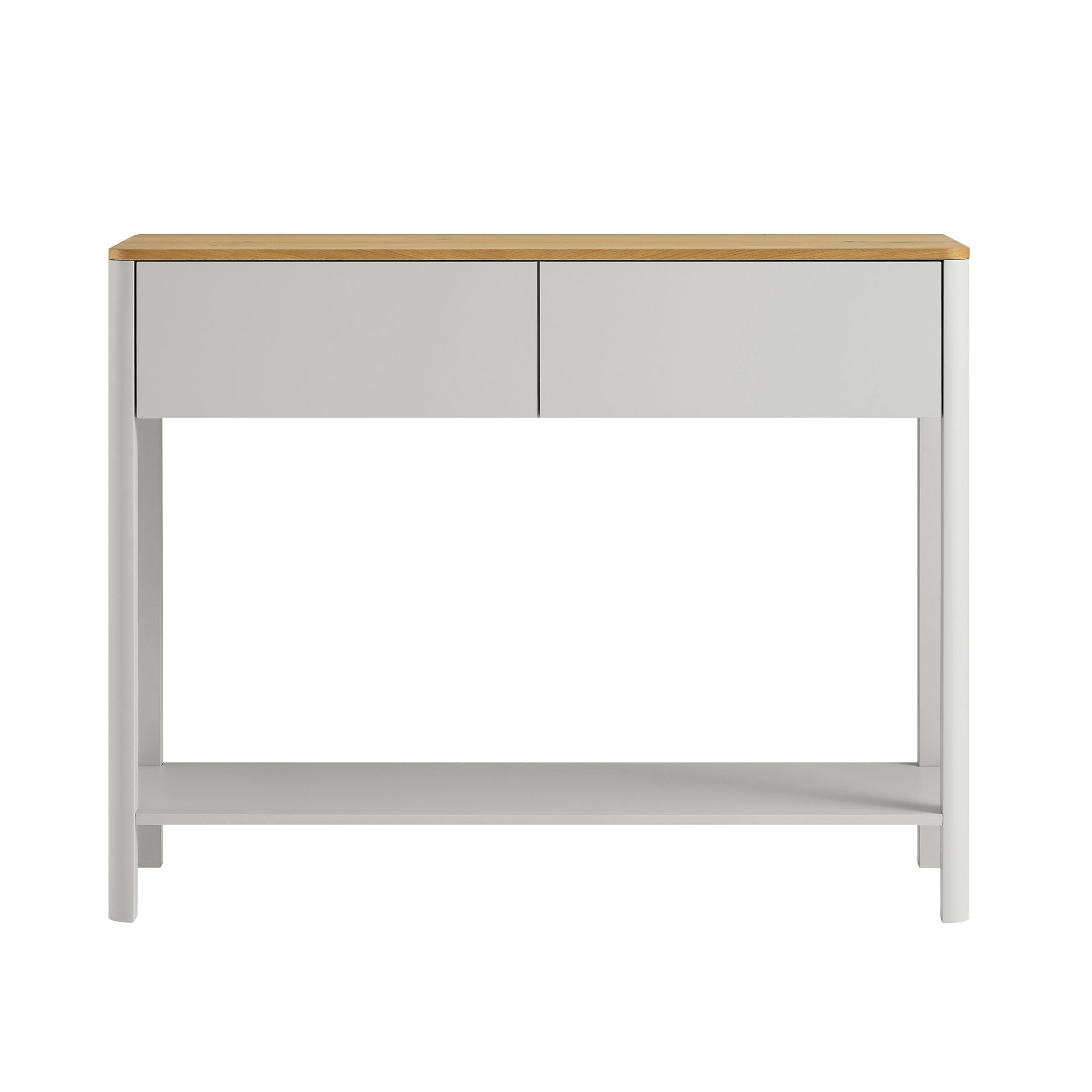 Agnes Curved Edge 2 ngăn kéo bảng điều khiển, Dove Gray với Oak Top - Ảnh 5