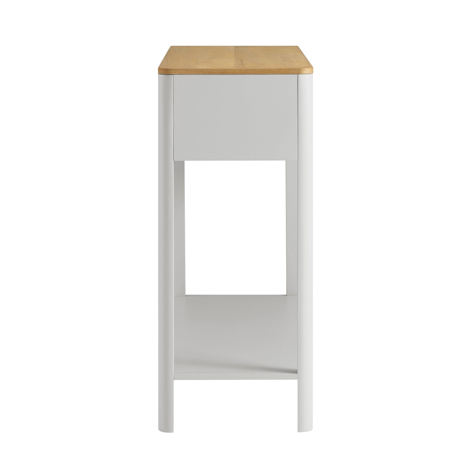 Agnes Curved Edge 2 ngăn kéo bảng điều khiển, Dove Gray với Oak Top - Ảnh 10