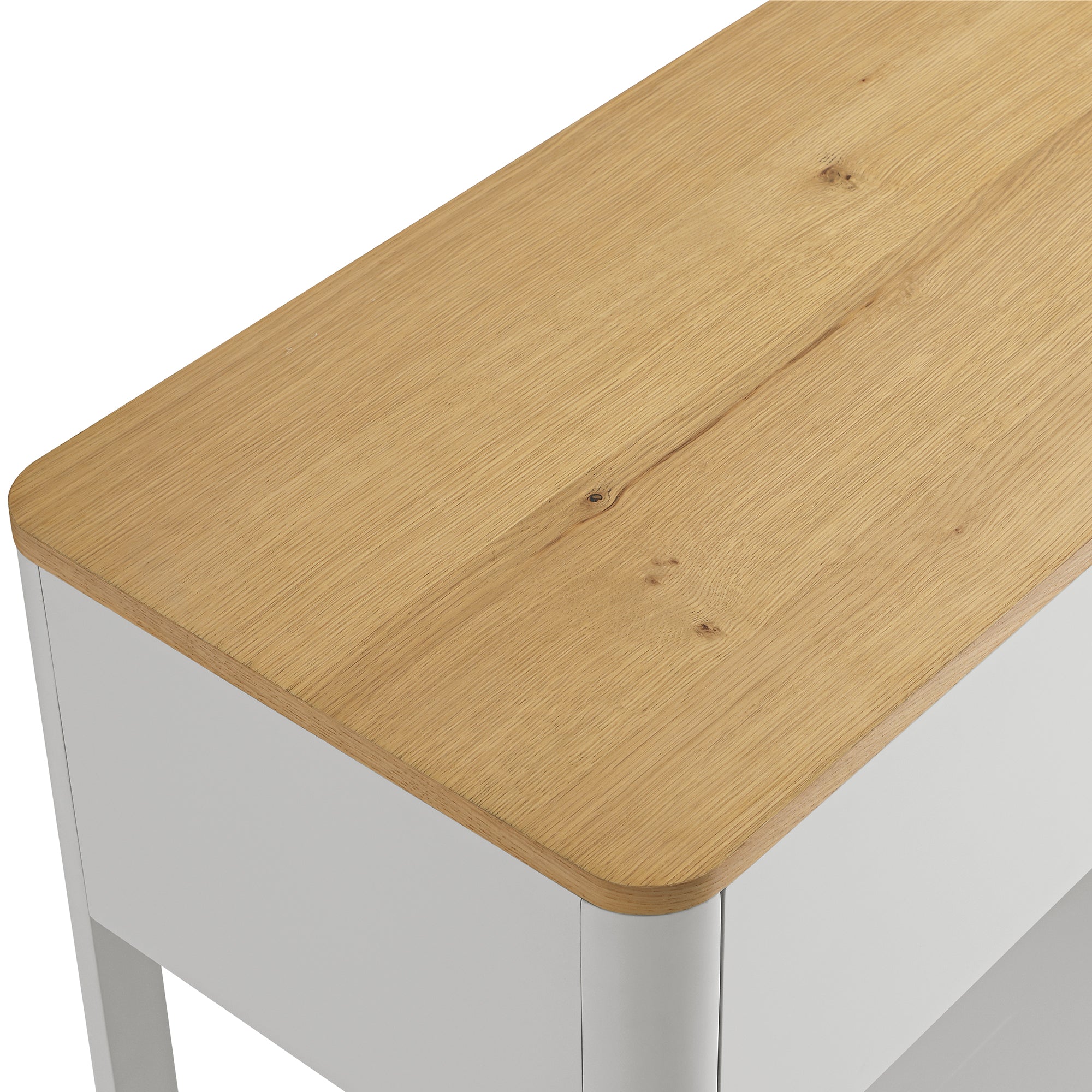 Agnes Curved Edge 2 ngăn kéo bảng điều khiển, Dove Gray với Oak Top - Ảnh 11