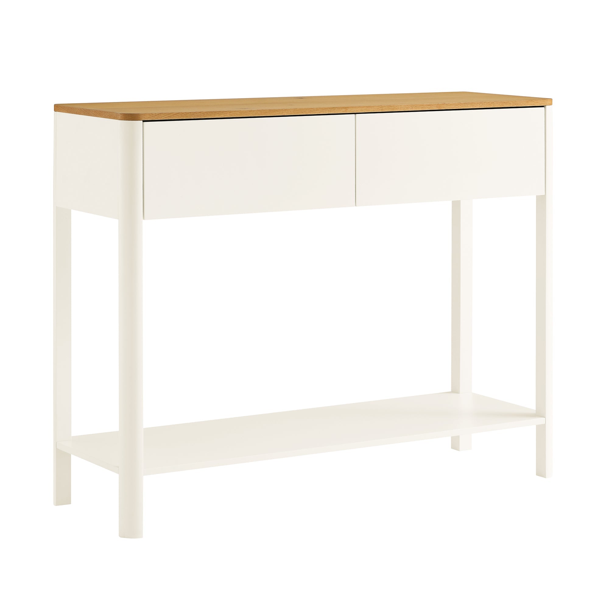 Agnes Curved Edge 2 ngăn kéo bảng điều khiển, Off White với Oak Top - Ảnh 6