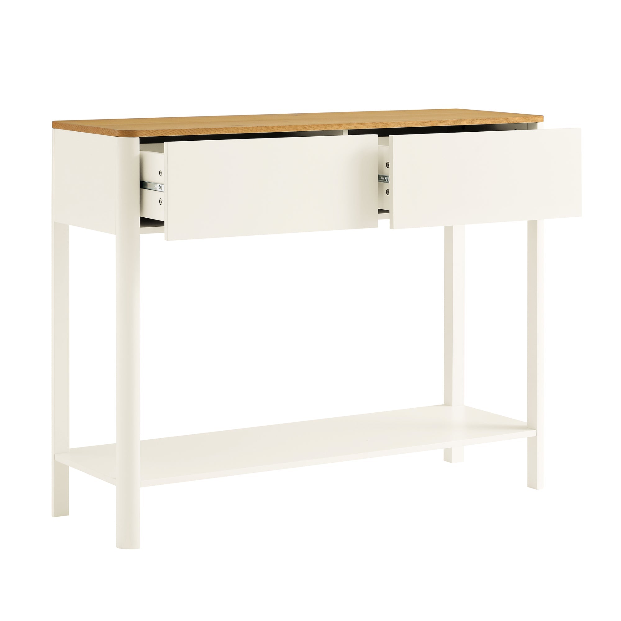 Agnes Curved Edge 2 ngăn kéo bảng điều khiển, Off White với Oak Top - Ảnh 8