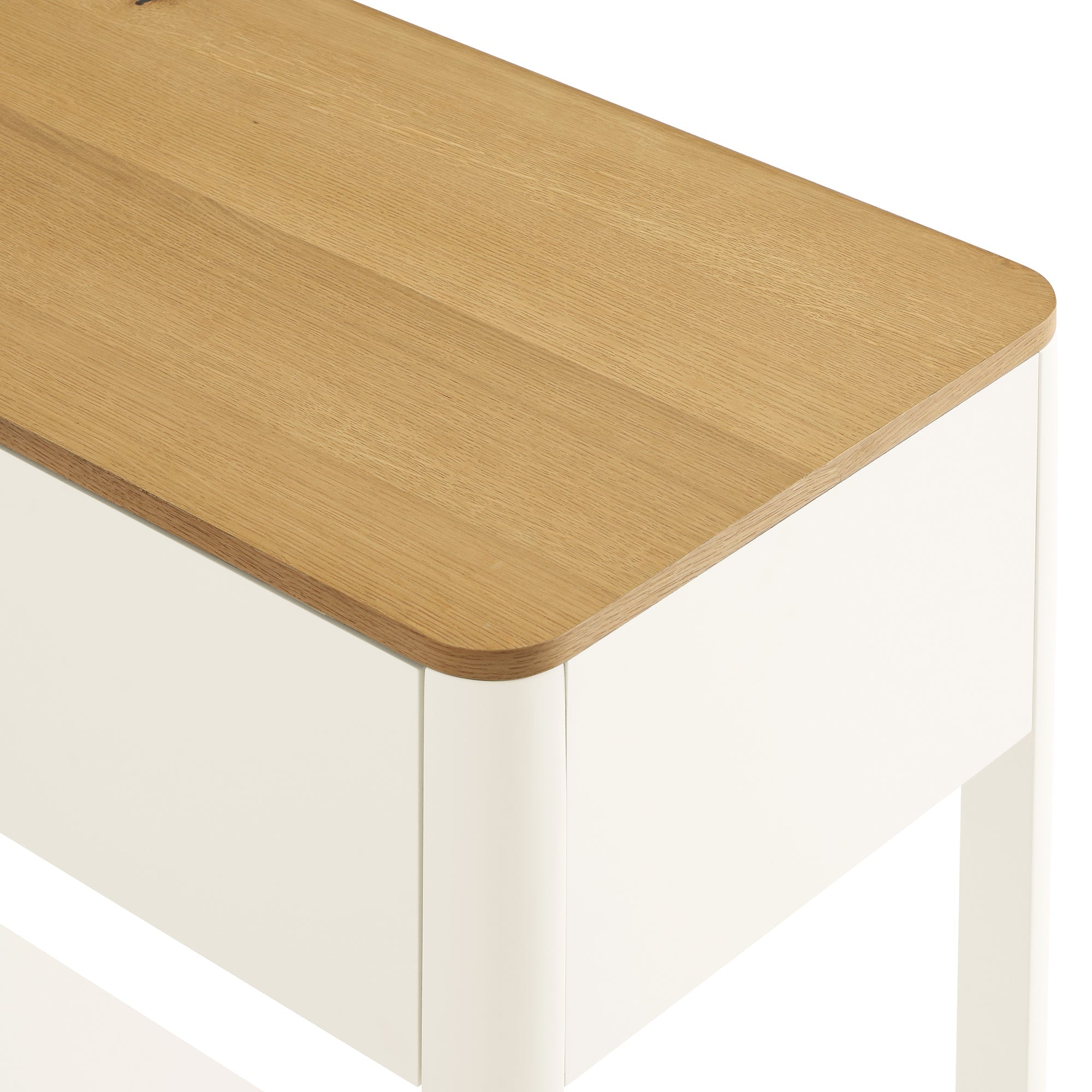 Agnes Curved Edge 2 ngăn kéo bảng điều khiển, Off White với Oak Top - Ảnh 11