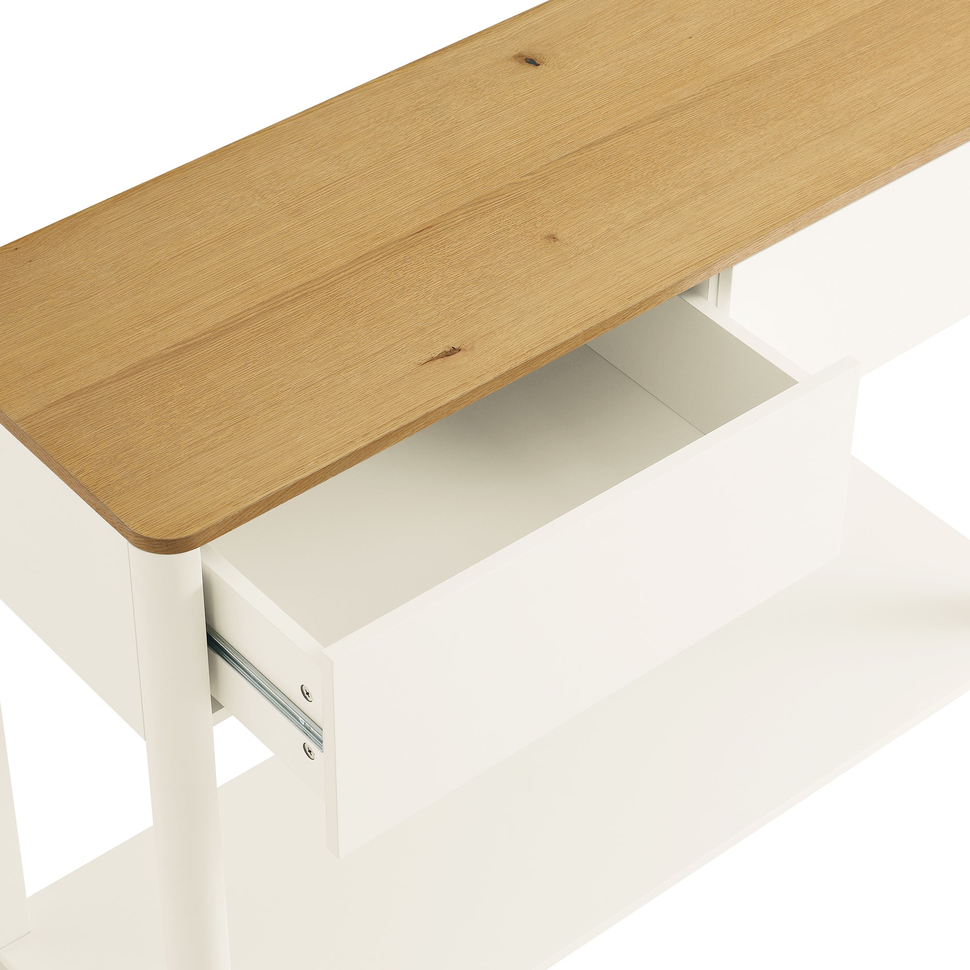 Agnes Curved Edge 2 ngăn kéo bảng điều khiển, Off White với Oak Top - Ảnh 12