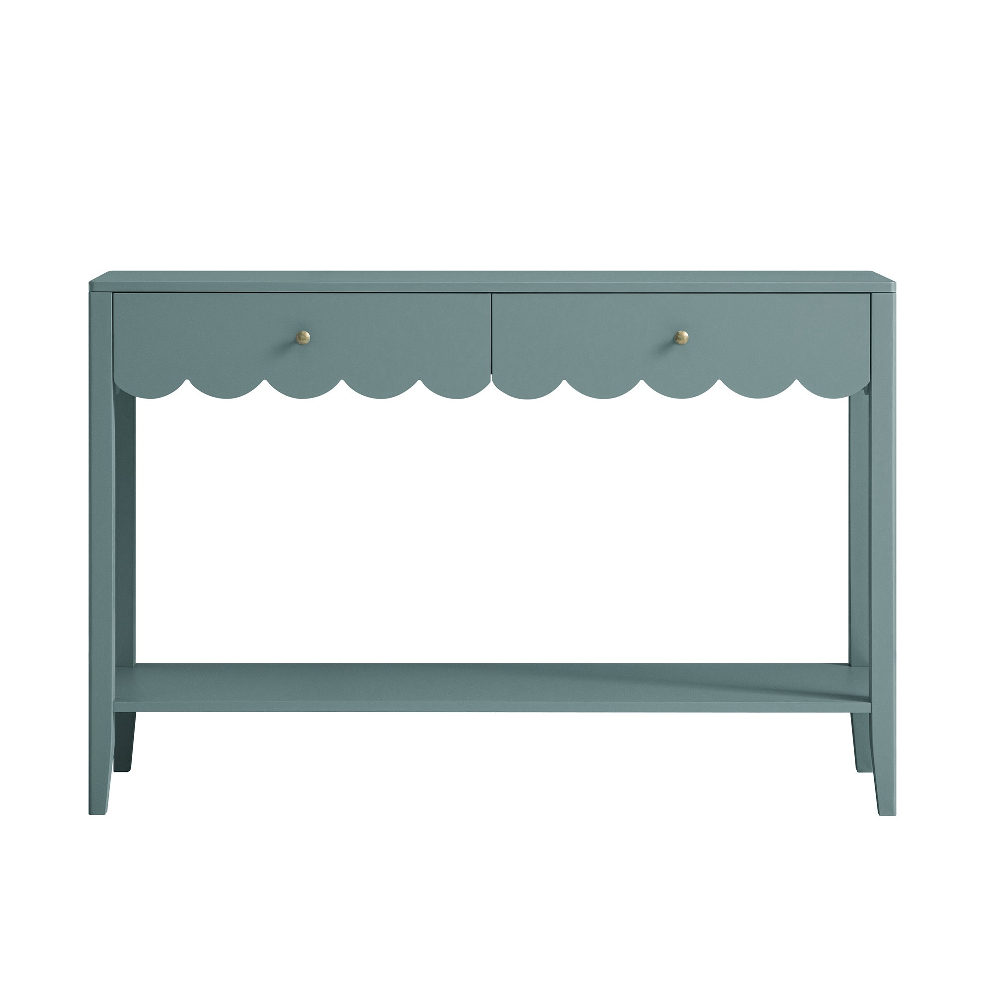 Henley Scalloped Edge Console Table, Blue Spruce - Ảnh 5