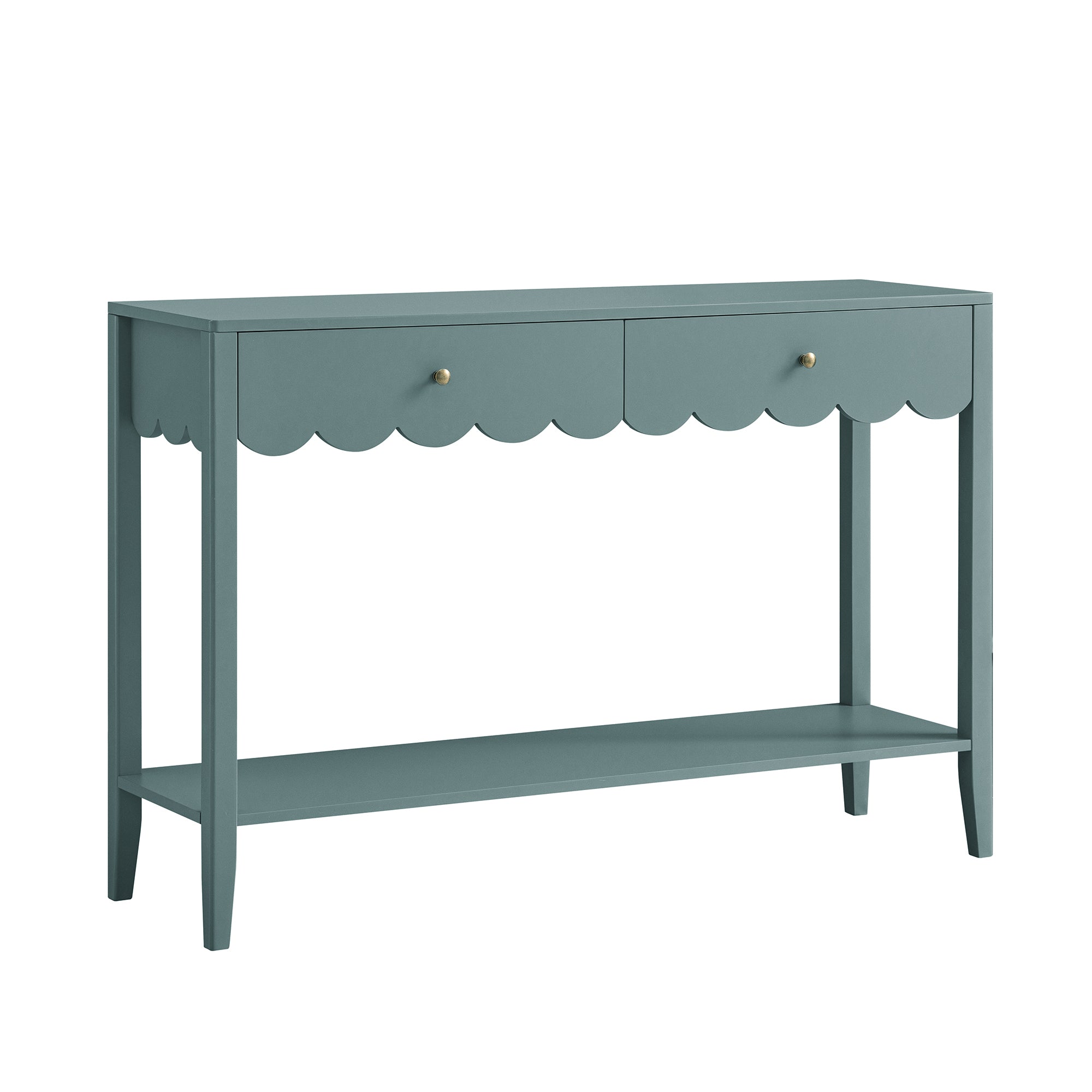 Henley Scalloped Edge Console Table, Blue Spruce - Ảnh 6
