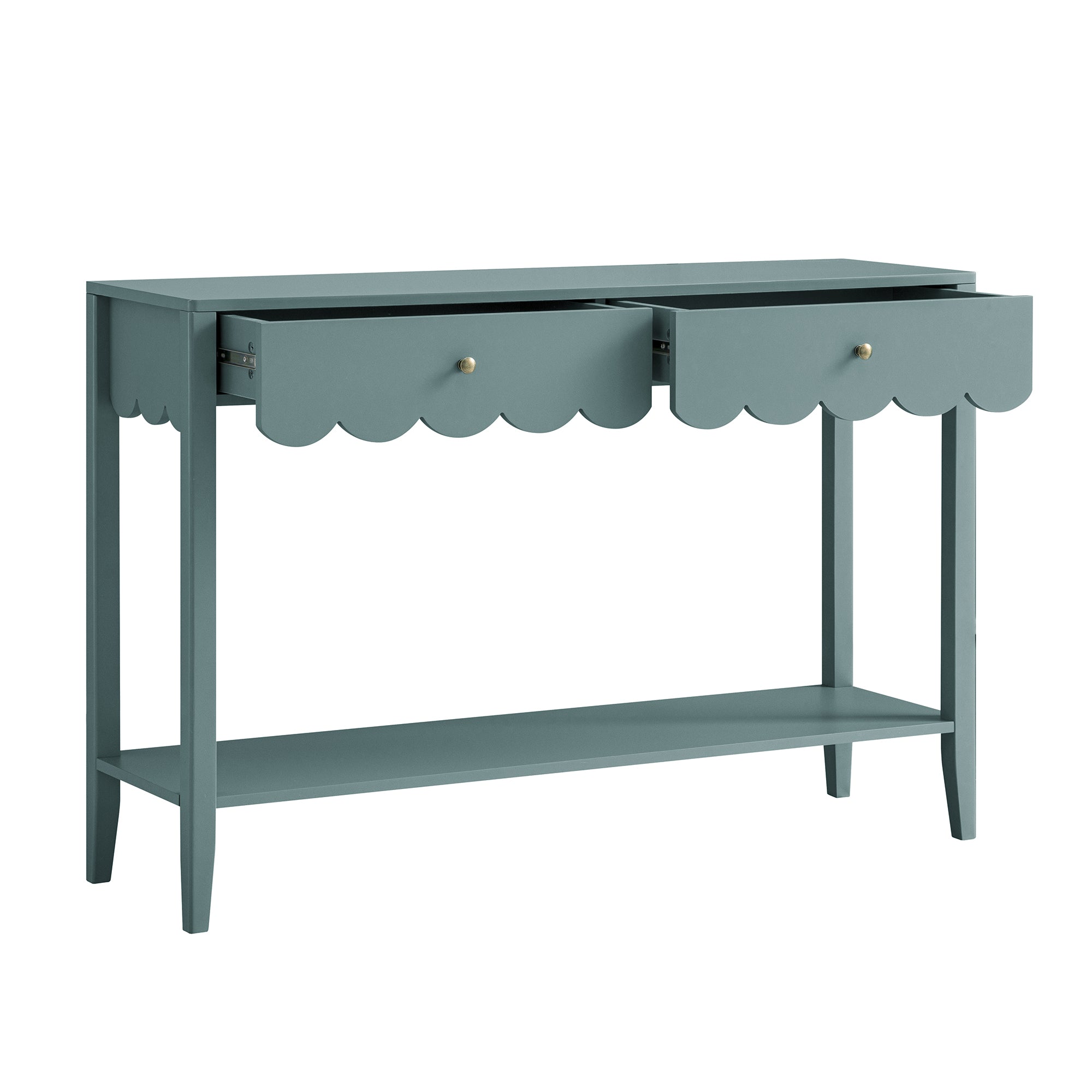 Henley Scalloped Edge Console Table, Blue Spruce - Ảnh 8