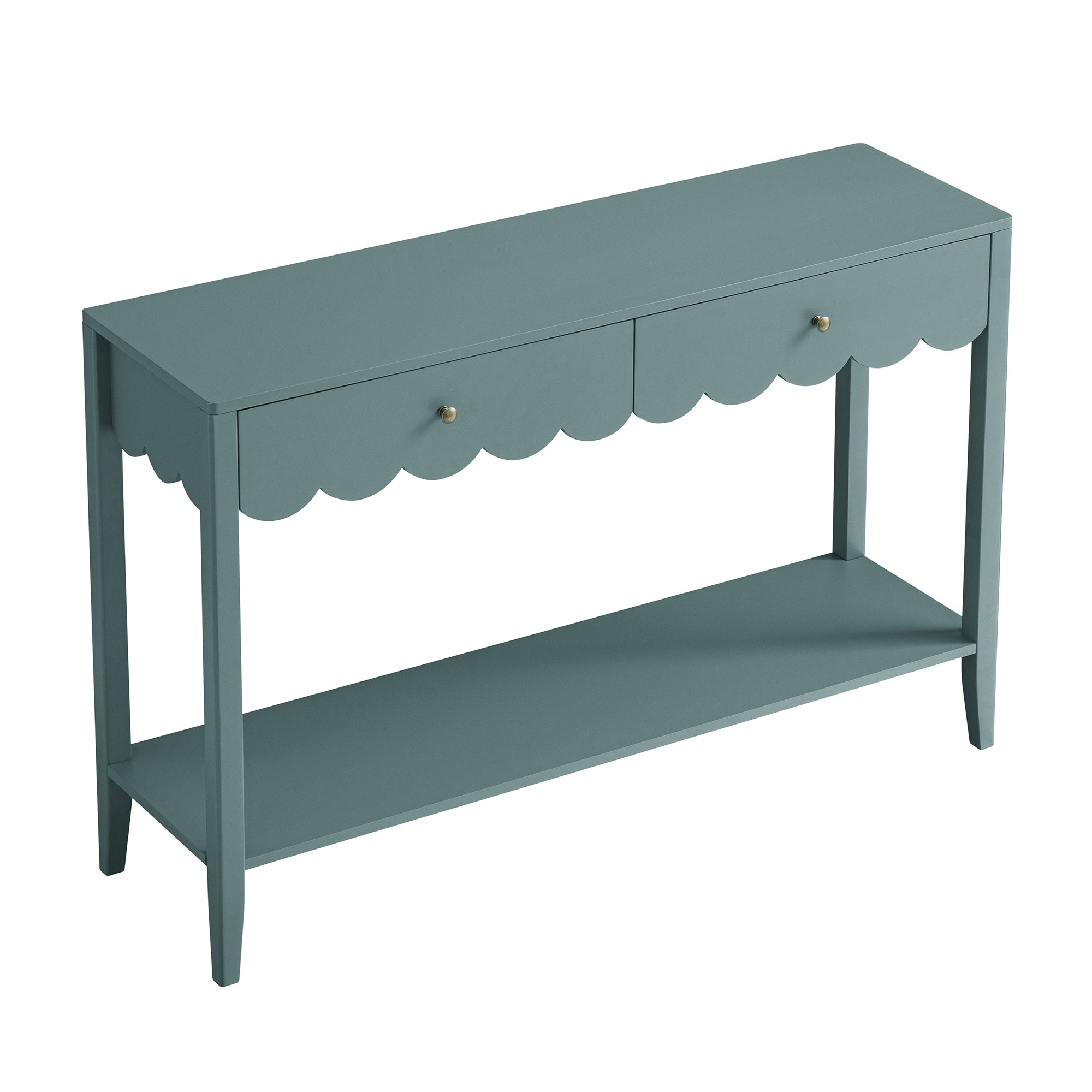 Henley Scalloped Edge Console Table, Blue Spruce - Ảnh 9