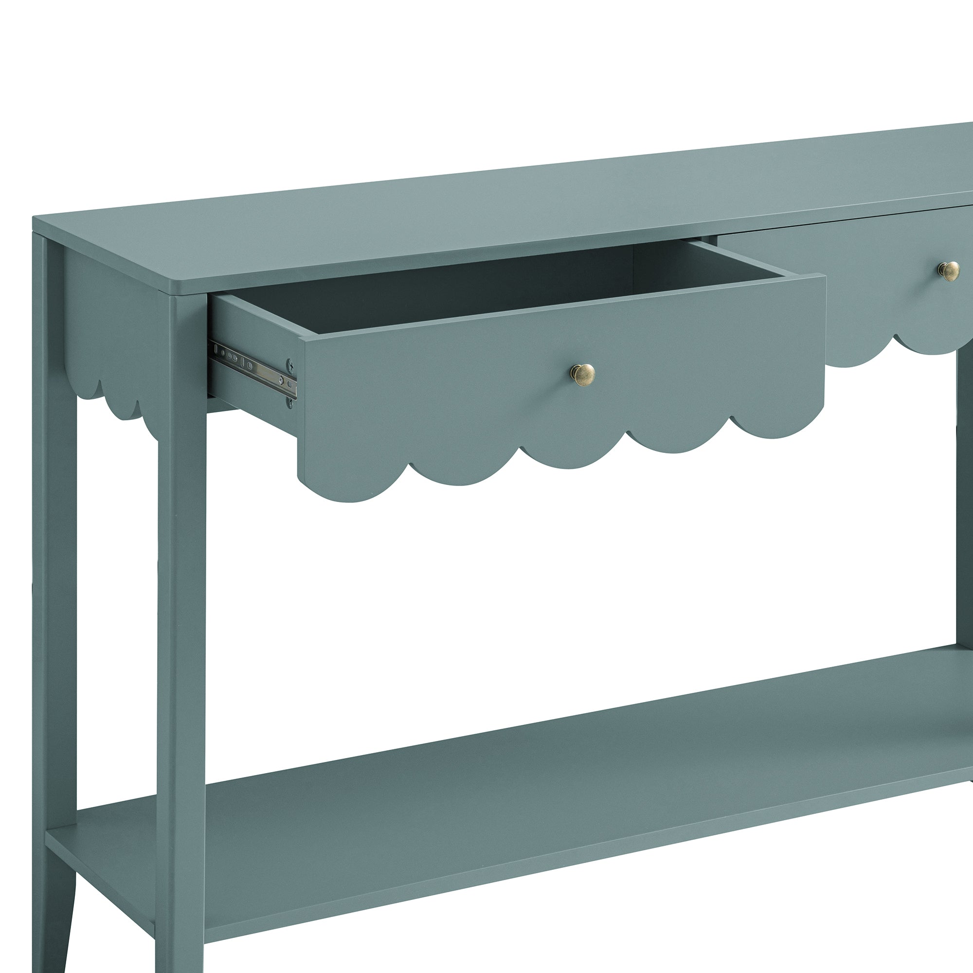 Henley Scalloped Edge Console Table, Blue Spruce - Ảnh 12