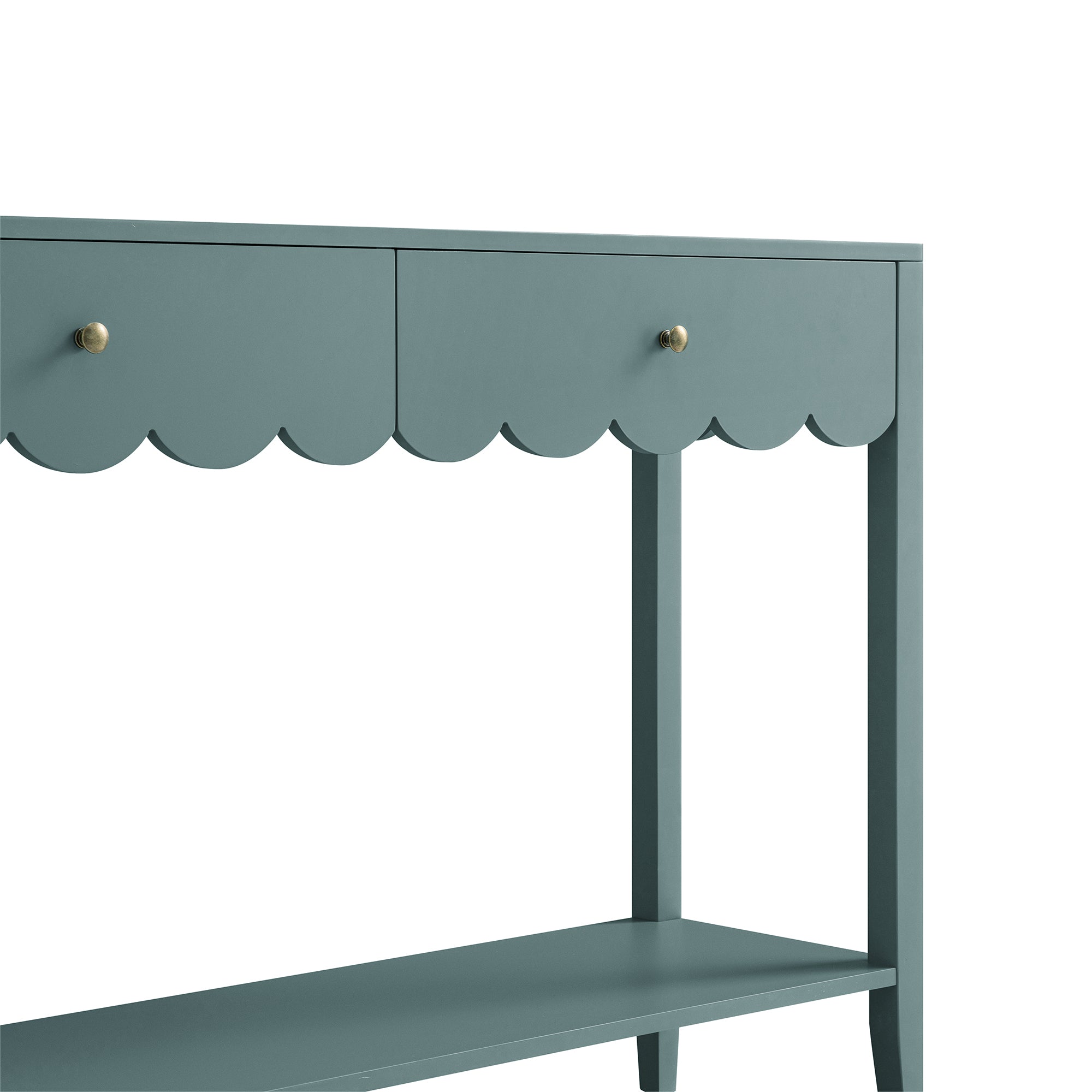 Henley Scalloped Edge Console Table, Blue Spruce - Ảnh 13
