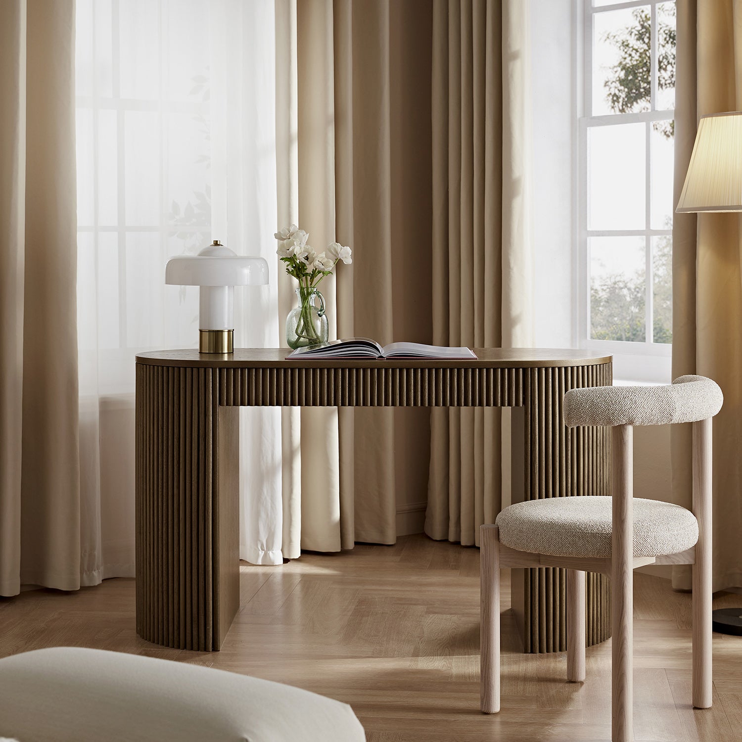 Maru 1 - Bàn viết kéo, Oak bạc - Ảnh 2