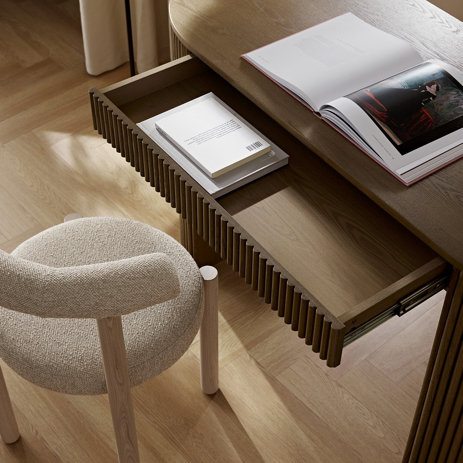 Maru 1 - Bàn viết kéo, Oak bạc - Ảnh 4