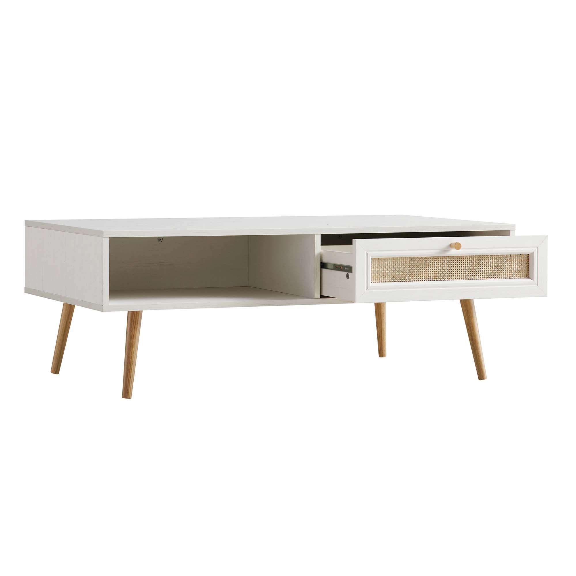 Frances Dệt Rattan gỗ bàn cà phê màu trắng - Ảnh 7