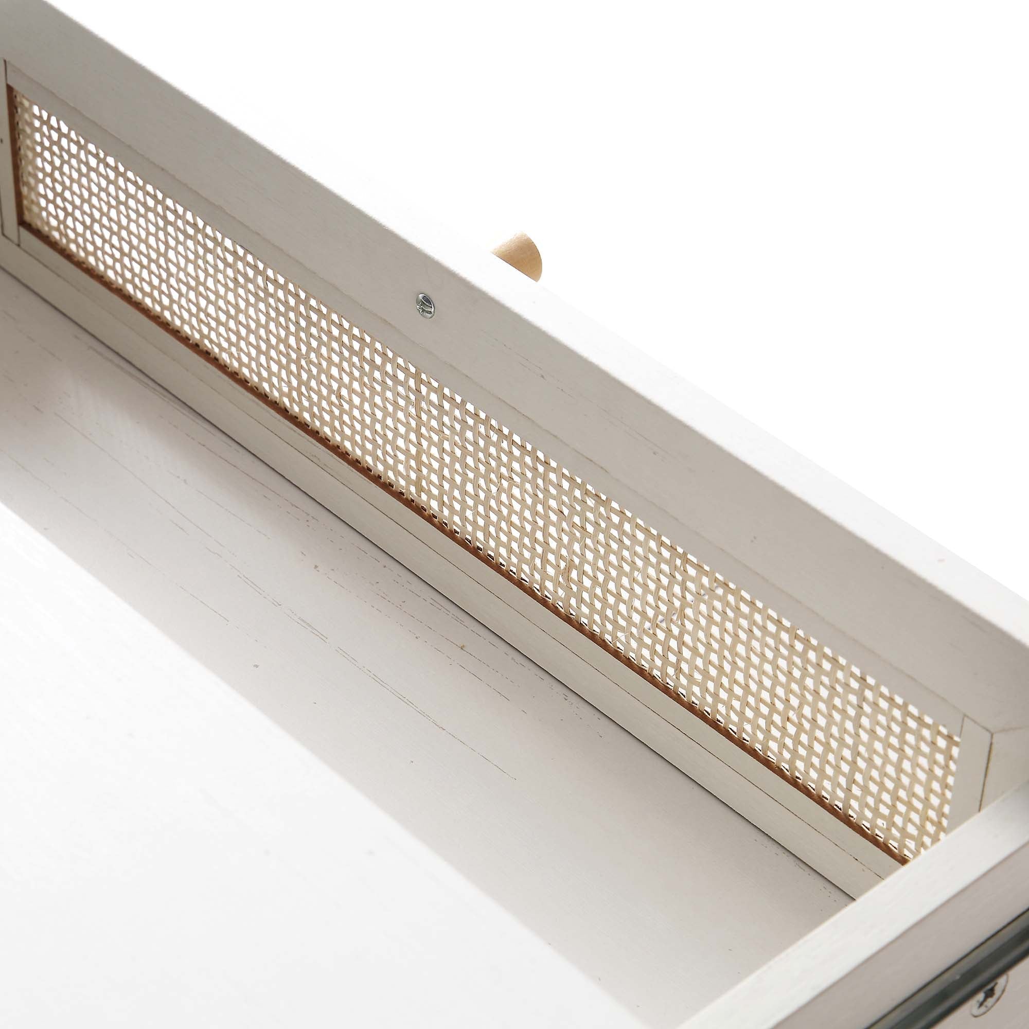 Frances Dệt Rattan gỗ bàn cà phê màu trắng - Ảnh 14