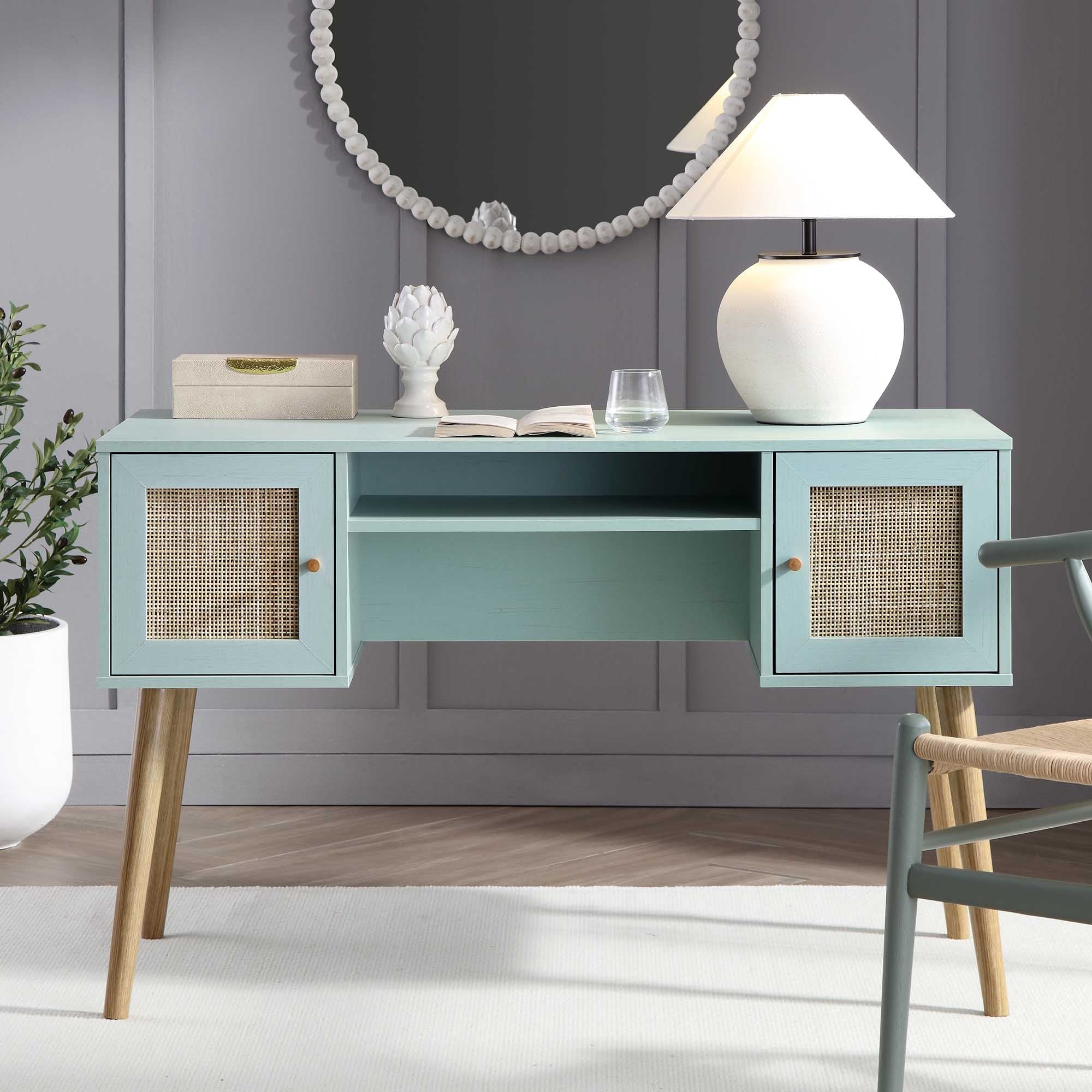 Frances Dệt Rattan 2 Cửa Bàn, Mint - Ảnh 2