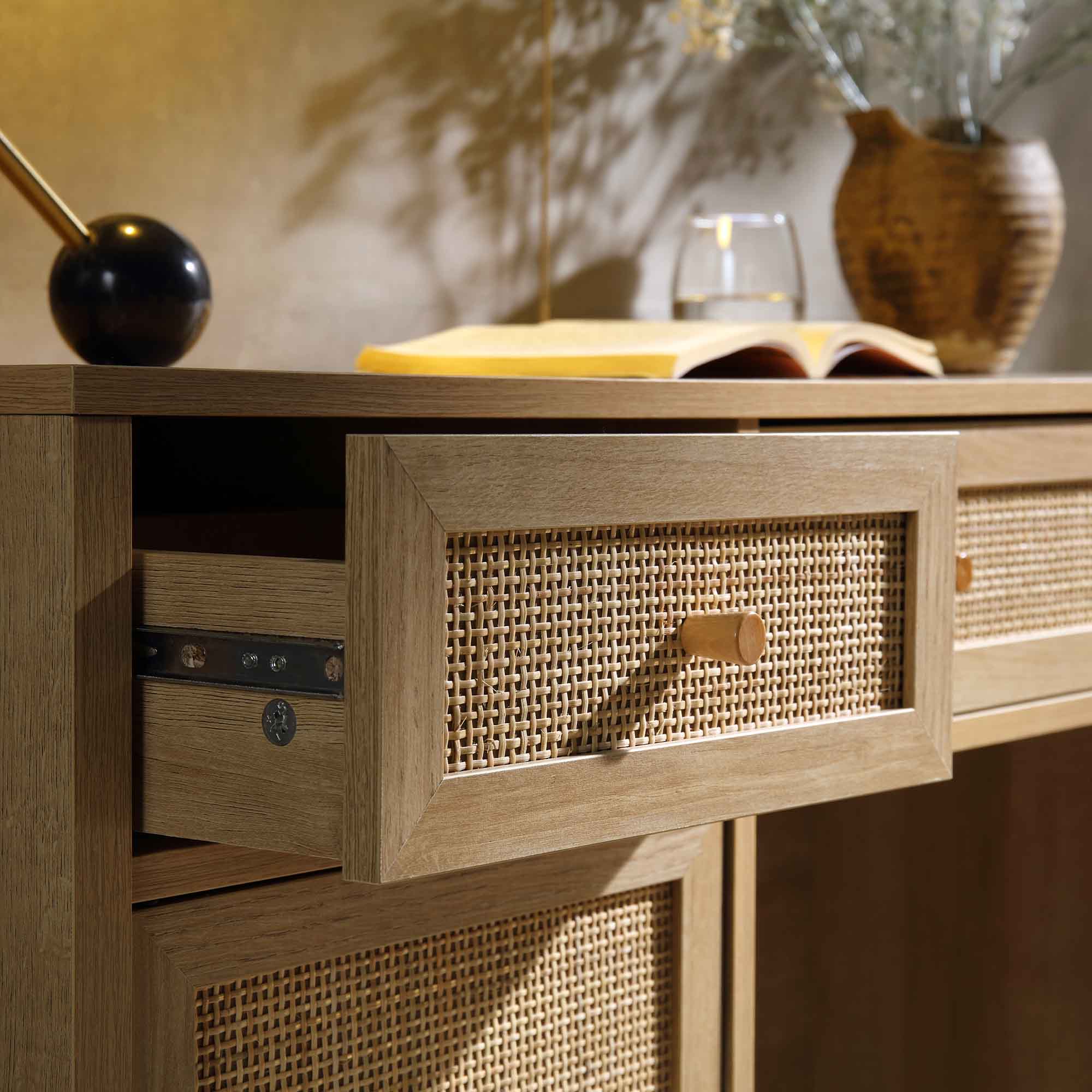 Frances Dệt Rattan 3 ngăn kéo bàn, tự nhiên - Ảnh 4