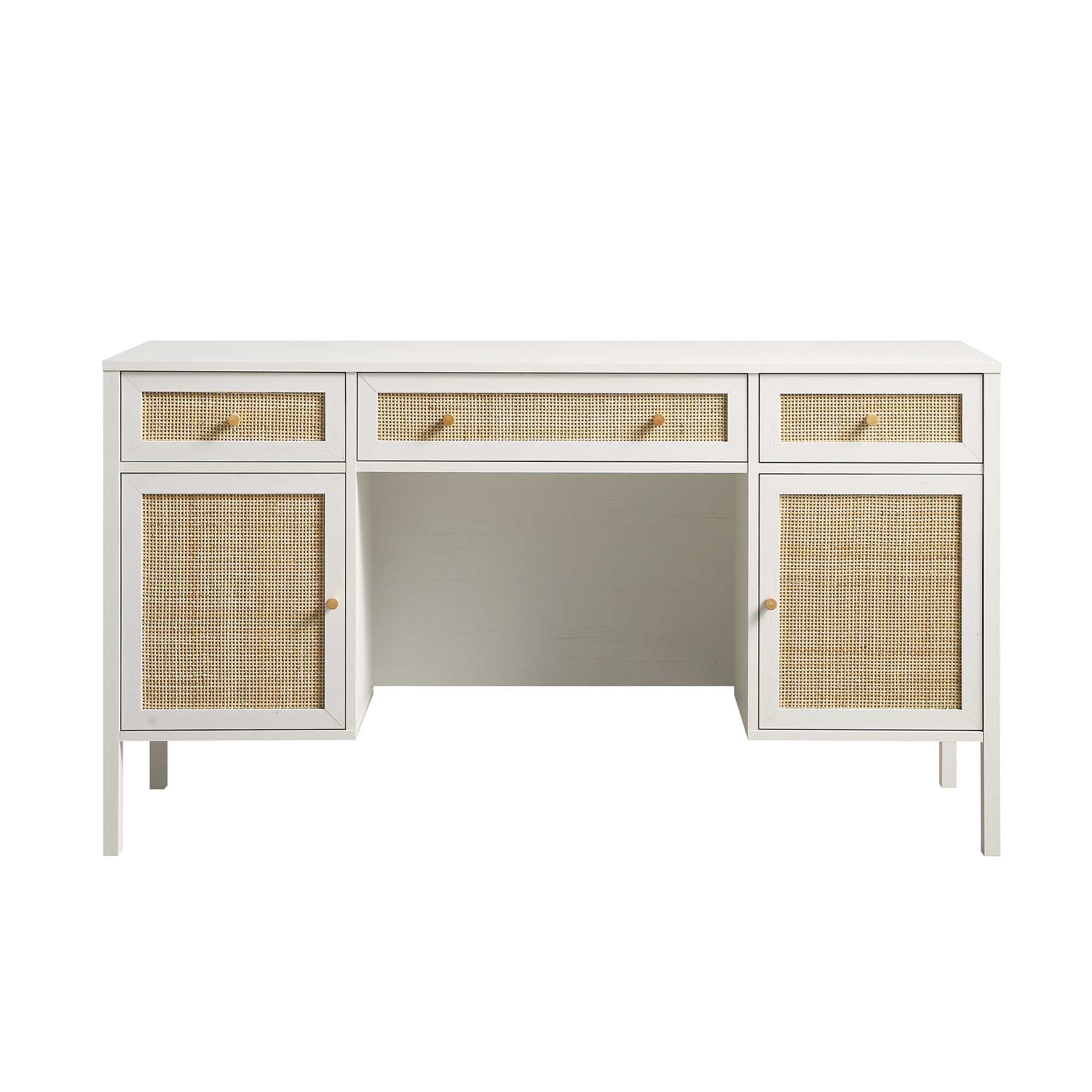 Frances Woven Rattan 3 ngăn kéo bàn, trắng - Ảnh 5