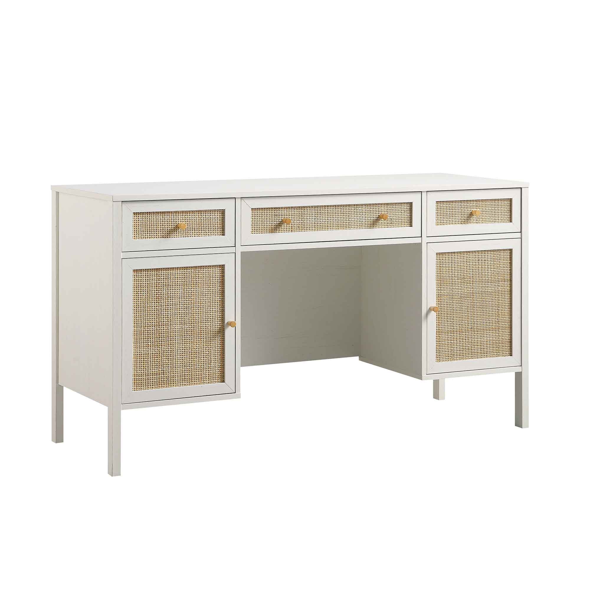 Frances Woven Rattan 3 ngăn kéo bàn, trắng - Ảnh 6