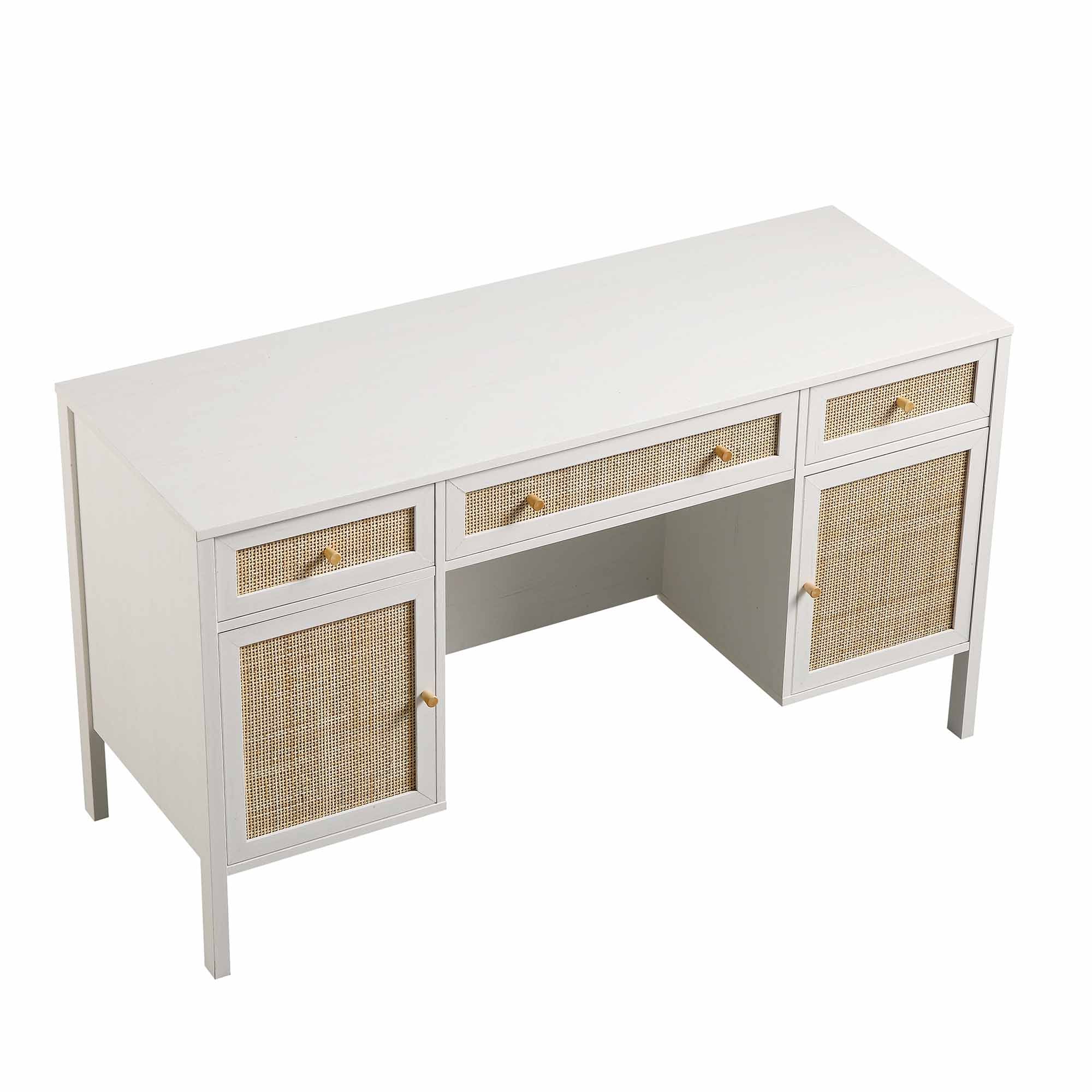 Frances Woven Rattan 3 ngăn kéo bàn, trắng - Ảnh 9