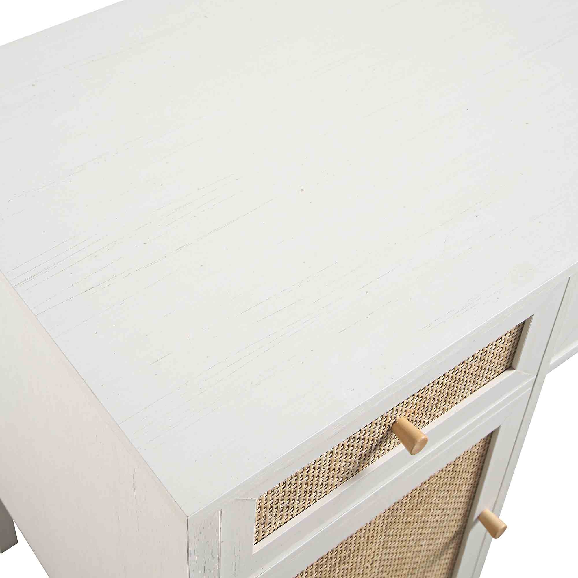 Frances Woven Rattan 3 ngăn kéo bàn, trắng - Ảnh 15