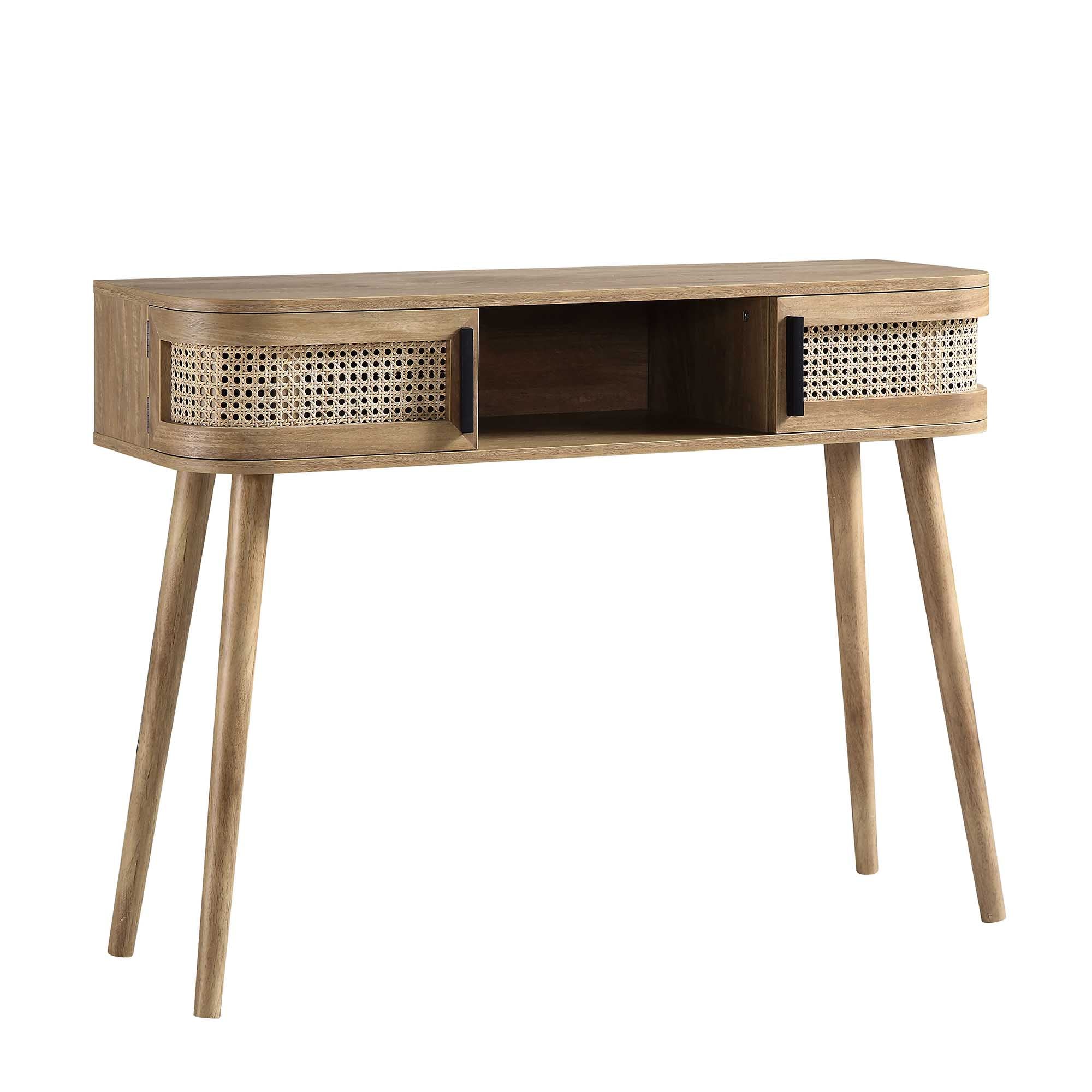 Bàn 2 cửa Curved Rattan Izzy, tự nhiên - Ảnh 5