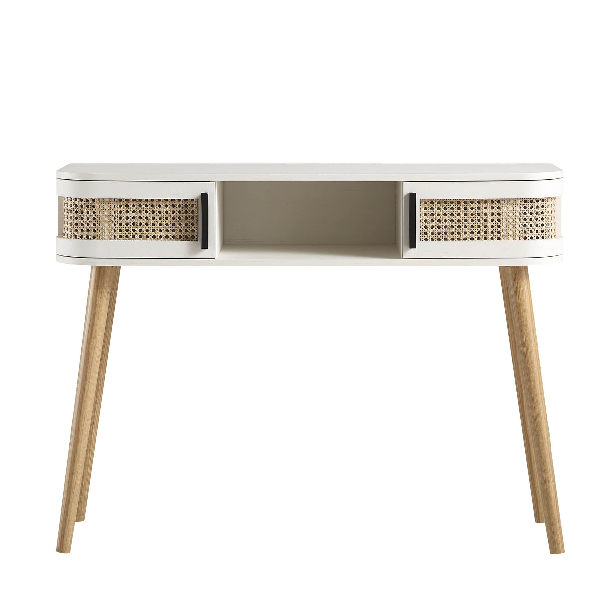 Bàn 2 cửa Curved Rattan Izzy, trắng - Ảnh 4