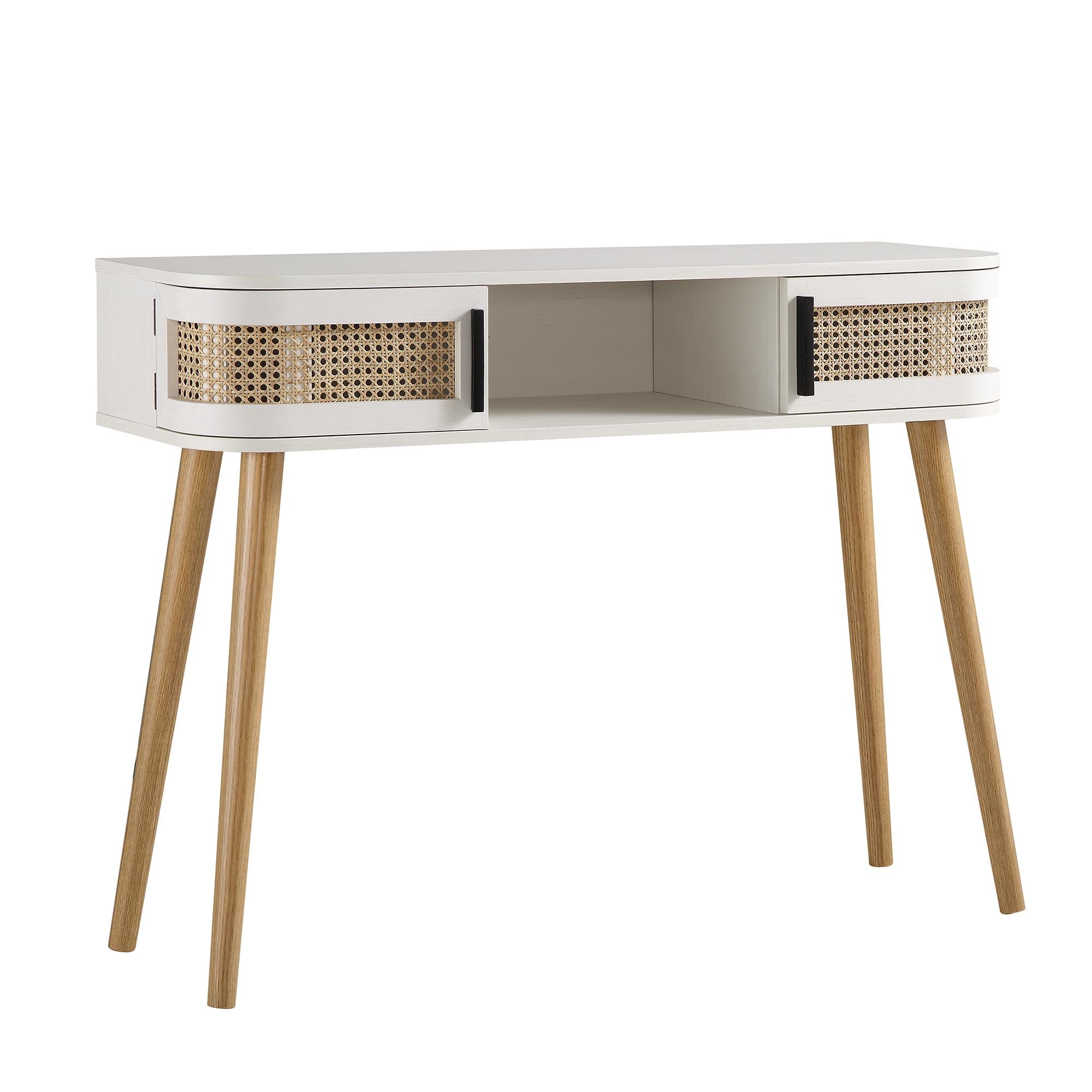 Bàn 2 cửa Curved Rattan Izzy, trắng - Ảnh 5