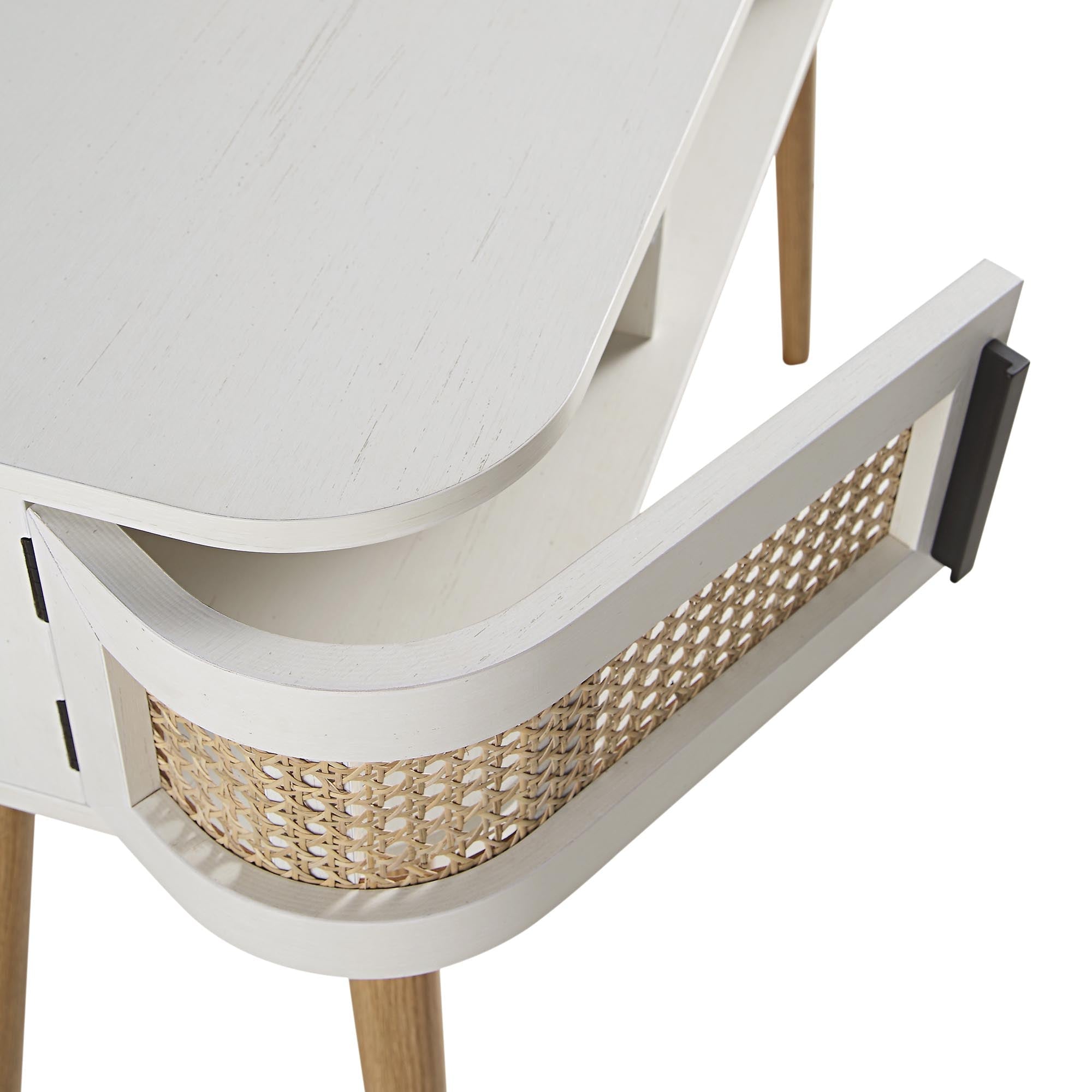 Bàn 2 cửa Curved Rattan Izzy, trắng - Ảnh 11