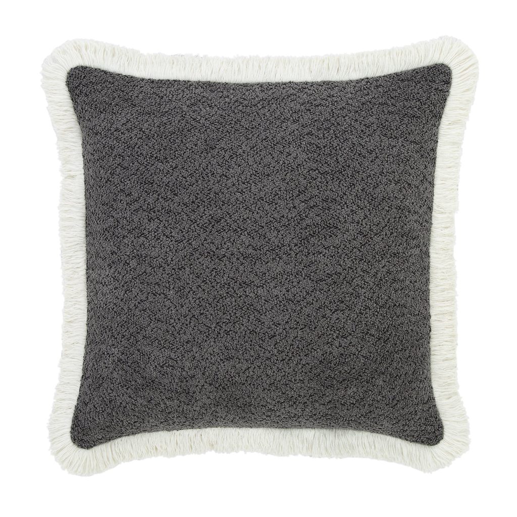 Kyra Graphite Xám Boucl Fringed gối