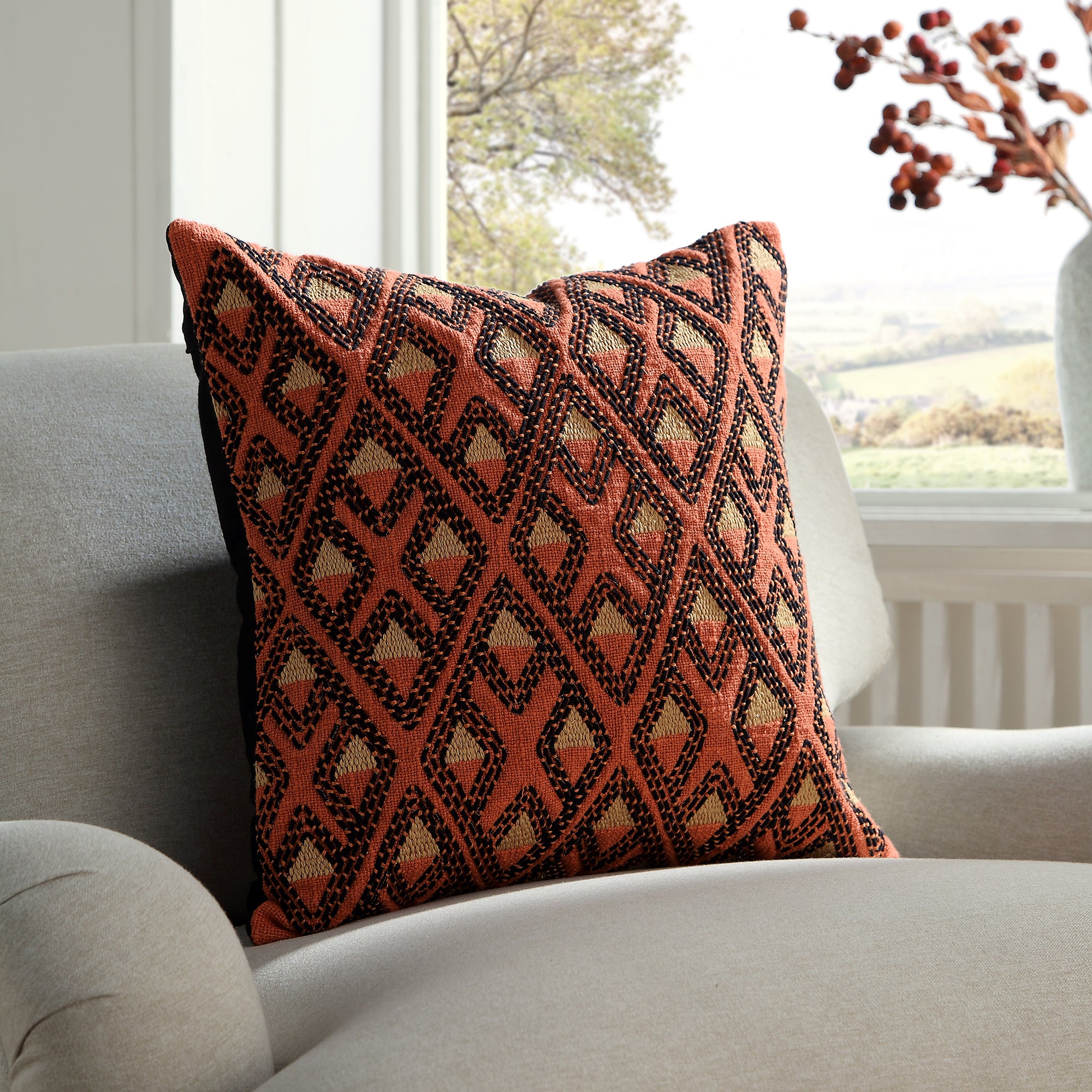 Javari Burnt Terracotta Stitched gối