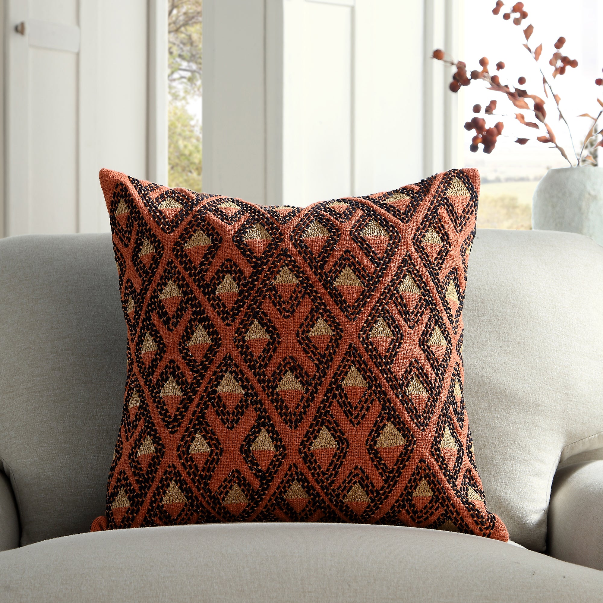 Javari Burnt Terracotta Stitched gối - Ảnh 2